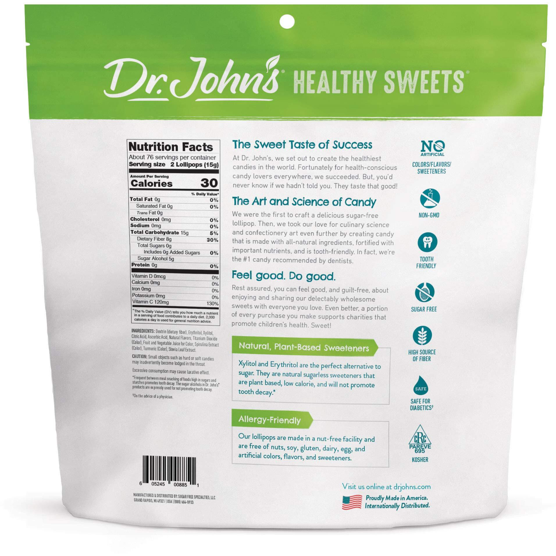 Dr. Johns Sugar Free Candy, Healthy Lollipops With Zero Sugar, Low Calorie Snacks, Keto Friendly Hard Candy Sweets, Berry Swirl Tooth, 150 Count, 2.5 Lb