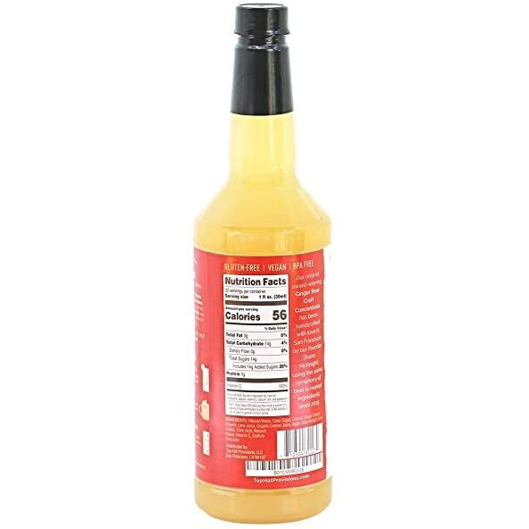 Top Hat Spicy Ginger Beer Syrup - Spicy Ginger Syrup For Craft Soda + Cocktails - Concentrated Ginger Citrus Soda Blend - Moscow Mule + Hot Toddy Mix - Makes 6 Quarts - 2 Pack Of 32Oz Bottles