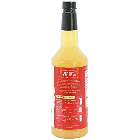 Top Hat Spicy Ginger Beer Syrup - Spicy Ginger Syrup For Craft Soda + Cocktails - Concentrated Ginger Citrus Soda Blend - Moscow Mule + Hot Toddy Mix - Makes 6 Quarts - 2 Pack Of 32Oz Bottles