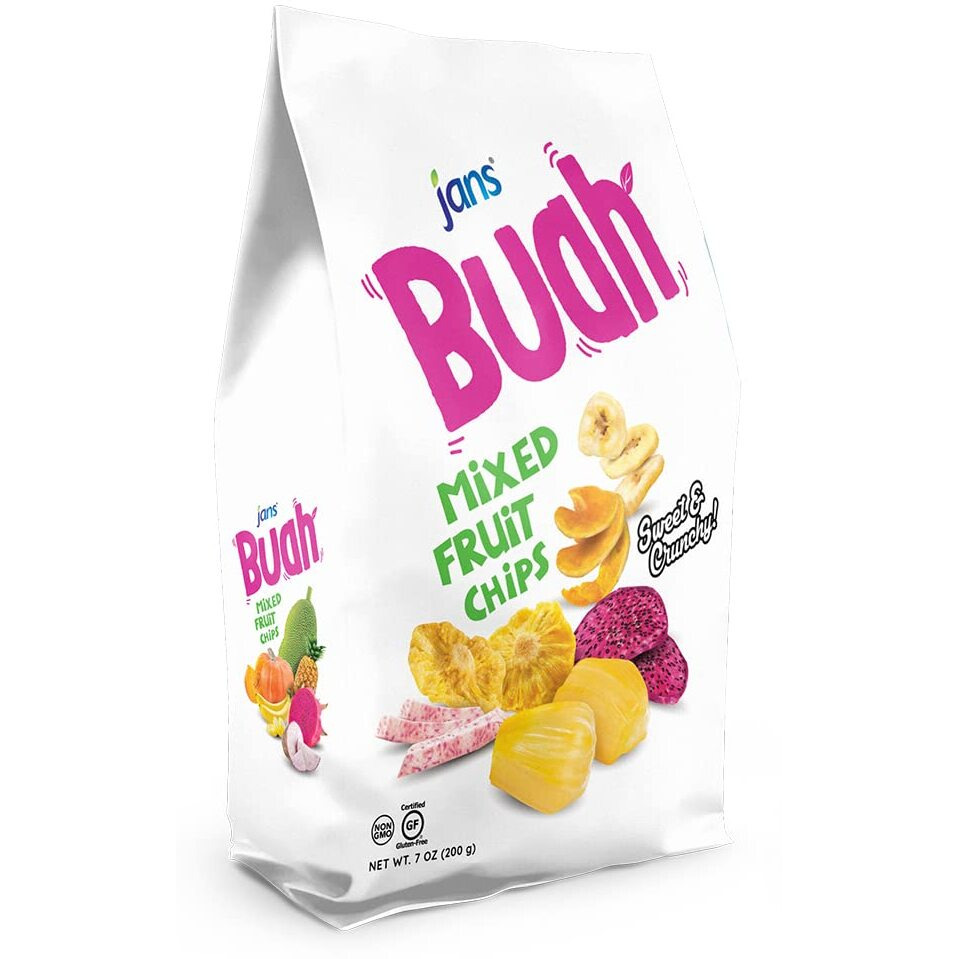Jan's Buah Dried Fruit Chips - Experience Real Fruit, Gluten-Free, Sweet & Crunchy, Ready-To-Eat, Perfect For Anytime Snacking (Pack Of 4, Mixed Fruit)