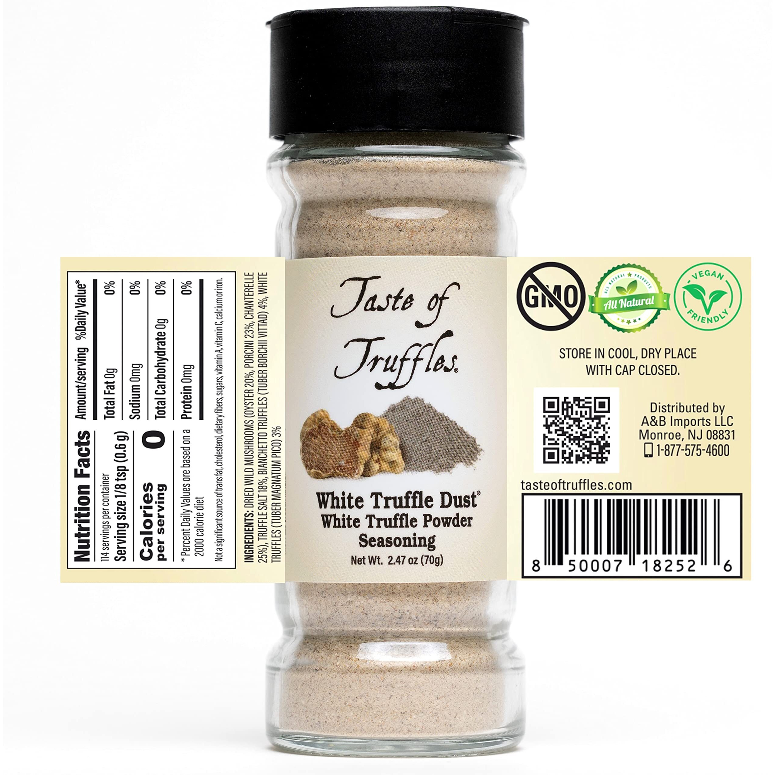 Truffle Dust Seasoning, Truffle & Mushrooms Powder Seasoning, Truffle Gourmet Food Condiments Vegan And Vegetarian Friendly (White Truffle, 2.47Oz (70G))