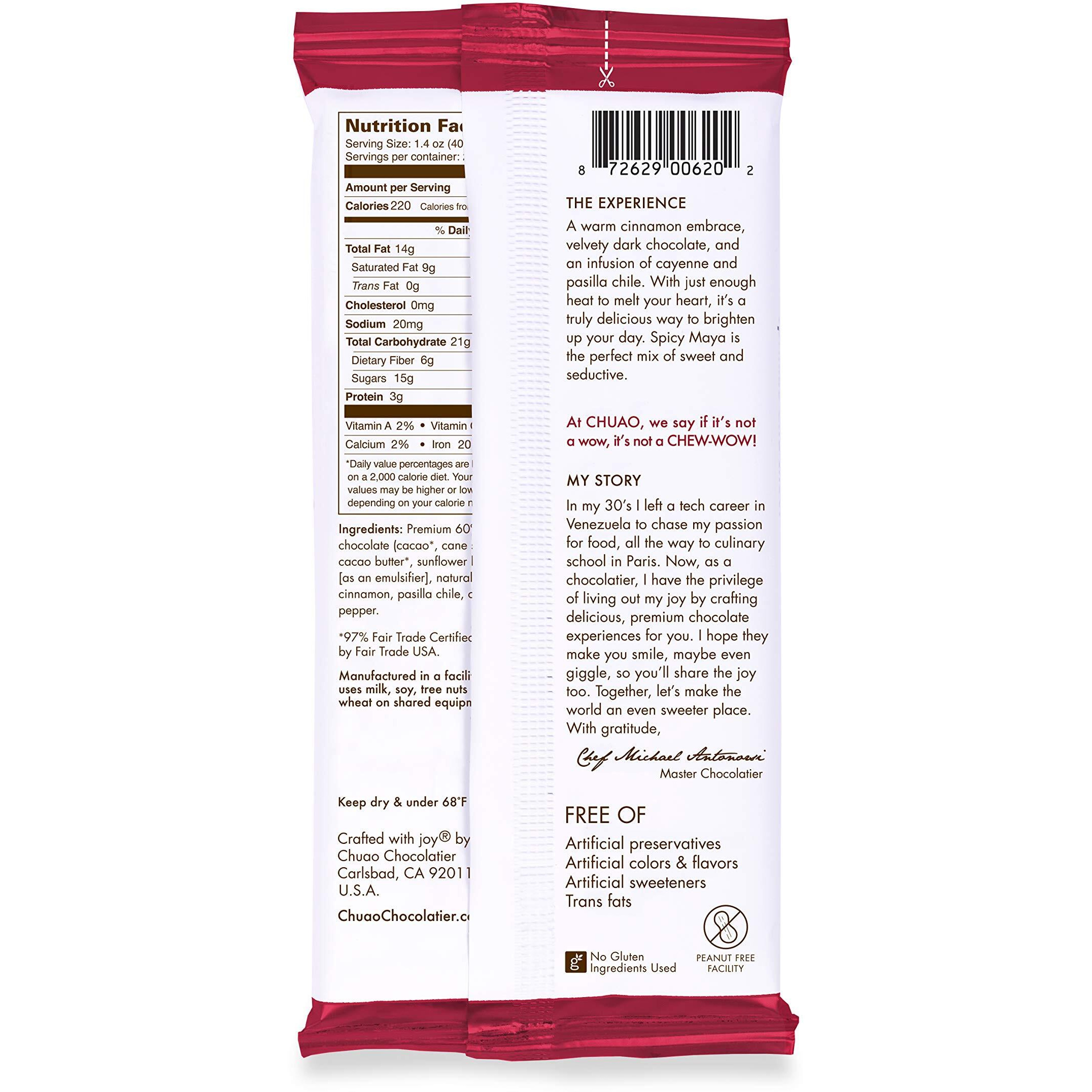 Chuao Chocolatier Spicy Maya Dark Chocolate Bars | Gourmet Cinnamon Cayenne Artisan No Preservatives | For Gift Baskets, Christmas, Valentines Day, Gifts For Women, Men, Birthday, Thank You, Care Package | 3 Pack