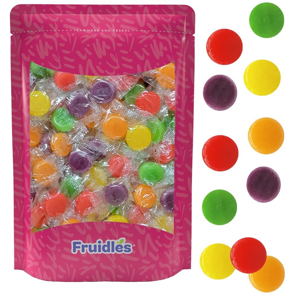 Fruidles Mixed-Fruit Discs Button Hard Candy, Individually Wrapped, Half-Pound