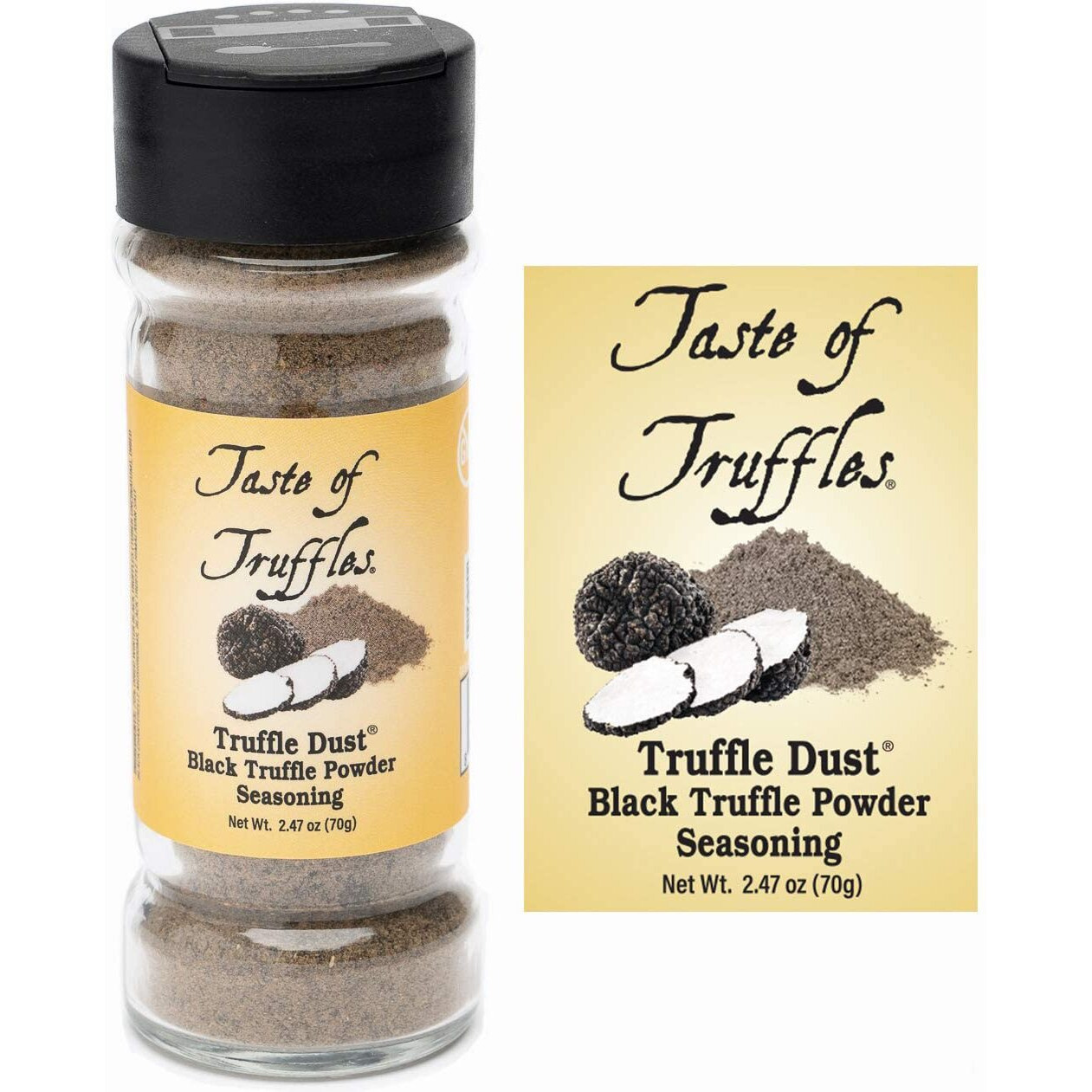 Truffle Dust Seasoning, Truffle & Mushrooms Powder Seasoning, Truffle Gourmet Food Condiments Vegan And Vegetarian Friendly (Black Truffle, 2.47Oz (70G))