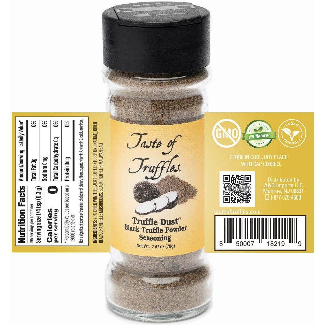 Truffle Dust Seasoning, Truffle & Mushrooms Powder Seasoning, Truffle Gourmet Food Condiments Vegan And Vegetarian Friendly (Black Truffle, 2.47Oz (70G))