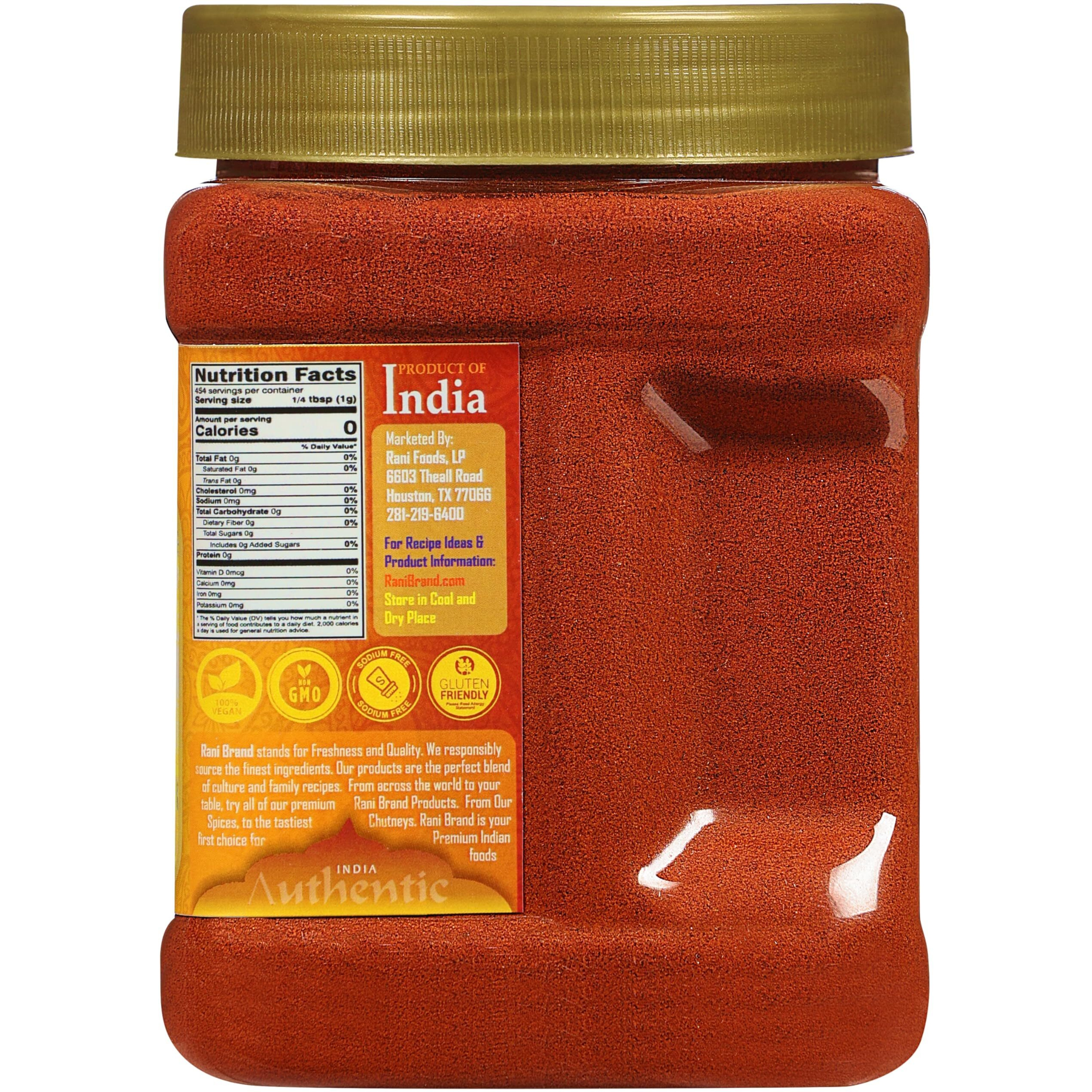 Rani Paprika (Deggi Mirch, Low Heat) Spice Powder, Ground 16Oz (1Lb) 454G Pet Jar ~ All Natural, Salt-Free | Vegan | No Colors | Gluten Friendly | Non-Gmo | Kosher | Indian Origin