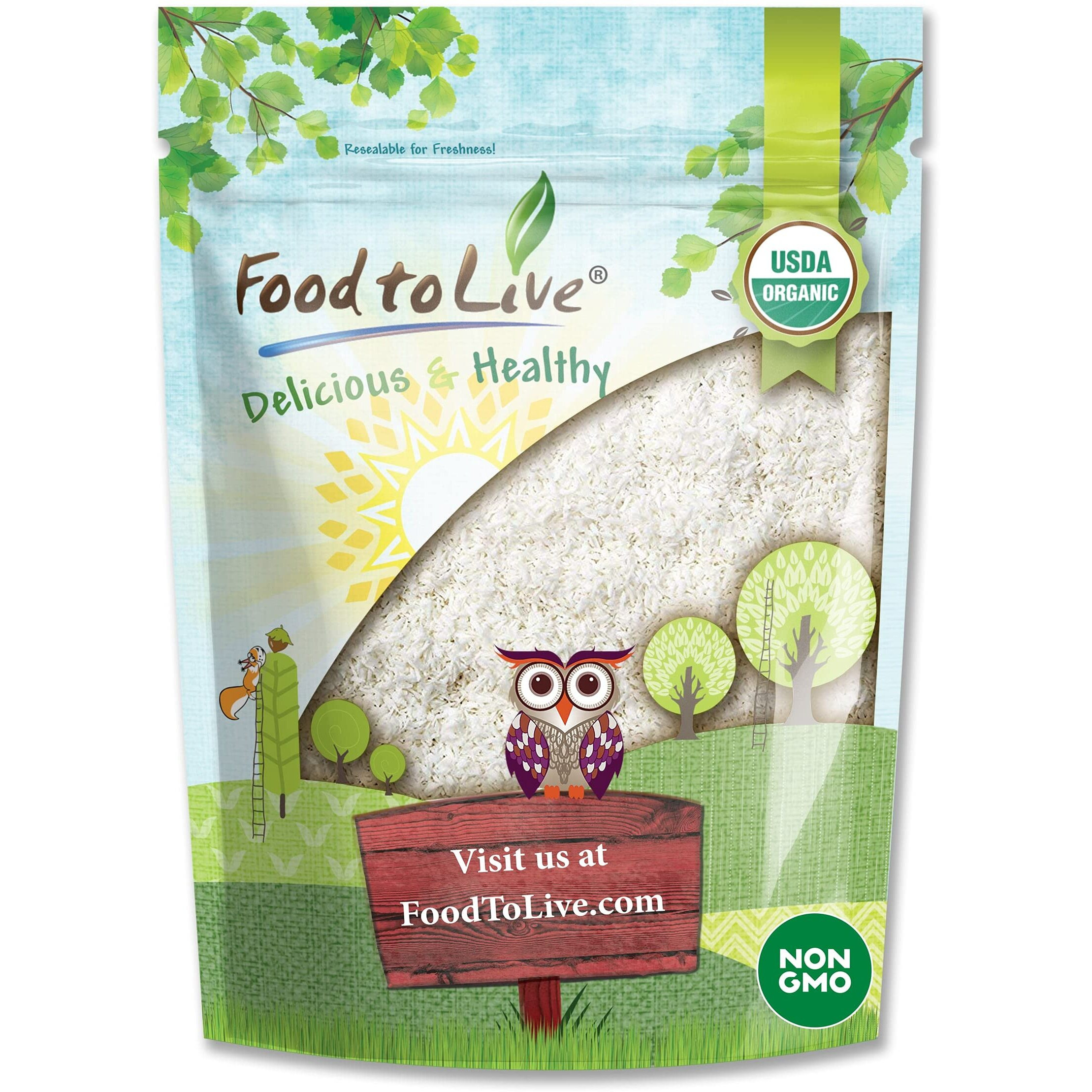 Food To Live Organic Shredded Coconut, 2.5 Pounds Non-Gmo, Unsweetened Flakes, Desiccated, Medium Shreds, Kosher, Vegan, Bulk