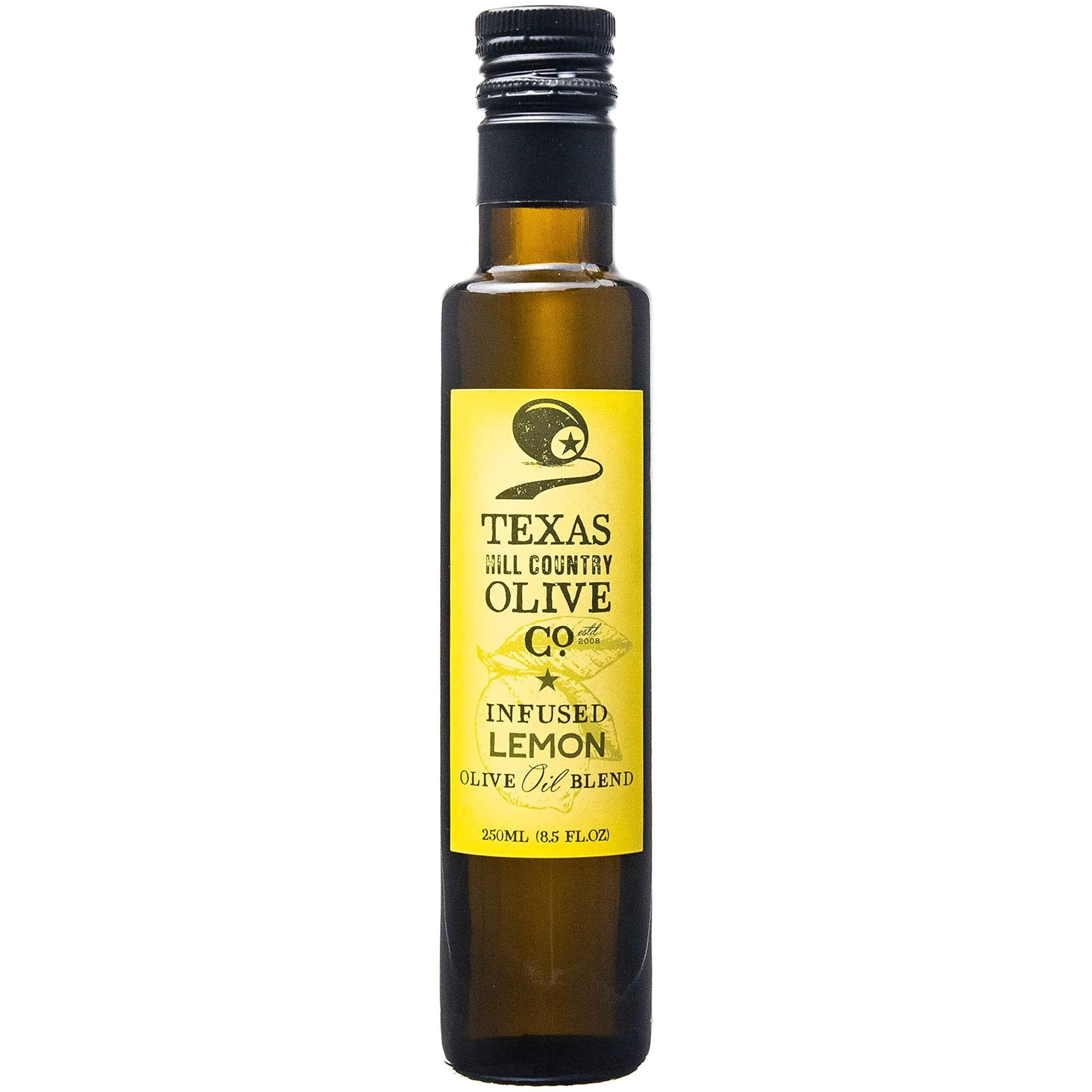Texas Hill Country Olive Co Lemon Infused Olive Oil - Cold Pressed Gourmet Evoo Olive Oil - Great For Dressing Dipping Marinade - No Artificial Flavors Or Added Sugar - Made In Texas (8.5 Oz)