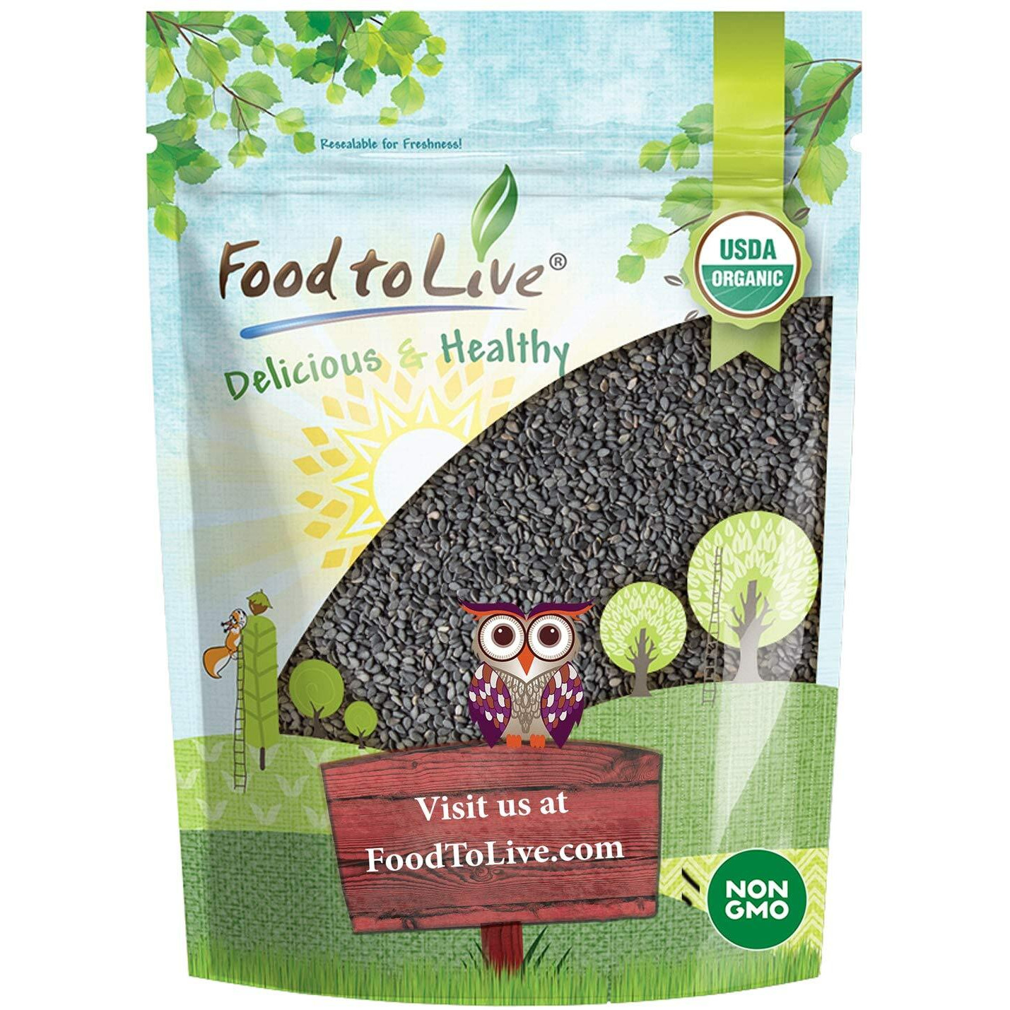 Food To Live Organic Black Sesame Seeds, 2 Pounds Non-Gmo, Raw Unhulled Kala Til Seeds, Unroasted, Kosher, Vegan, Bulk. Good Source Of Calcium, Iron And Dietary Fiber. For Sesame And Tahini Paste.