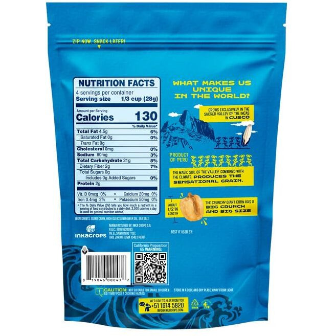 Inka Corn Nuts, Gluten Free Roasted Giant Corn, Original Flavor, 4 Ounce (Pack Of 3)