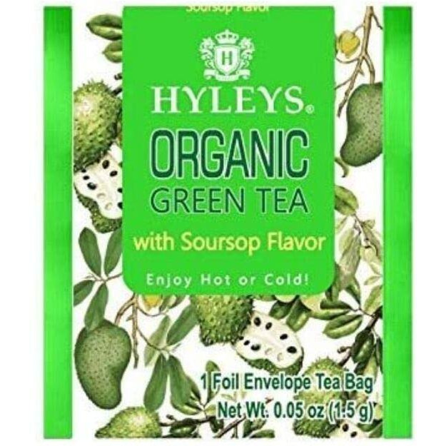 Hyleys Organic Green Tea Soursop Flavor - 25 Tea Bags - Sour Sop Graviola Guanabana Tea
