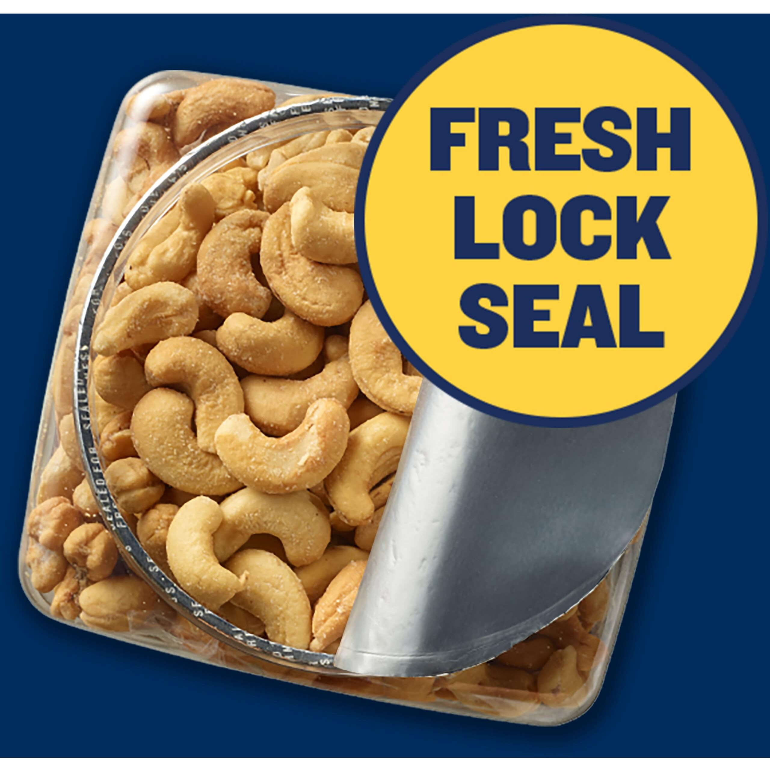 Planters Deluxe Salted Whole Cashews, Party Snacks, Plant-Based Protein, Quick Snack For Adults, After School Snack, Roasted Cashew Flavored With Sea Salt, Kosher, 33Oz Container