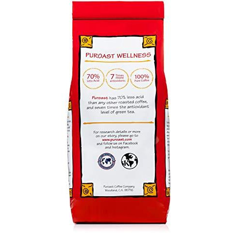 Puroast Low Acid Ground Coffee, Premium Organic French Roast, High Antioxidant, 0.75 Lb