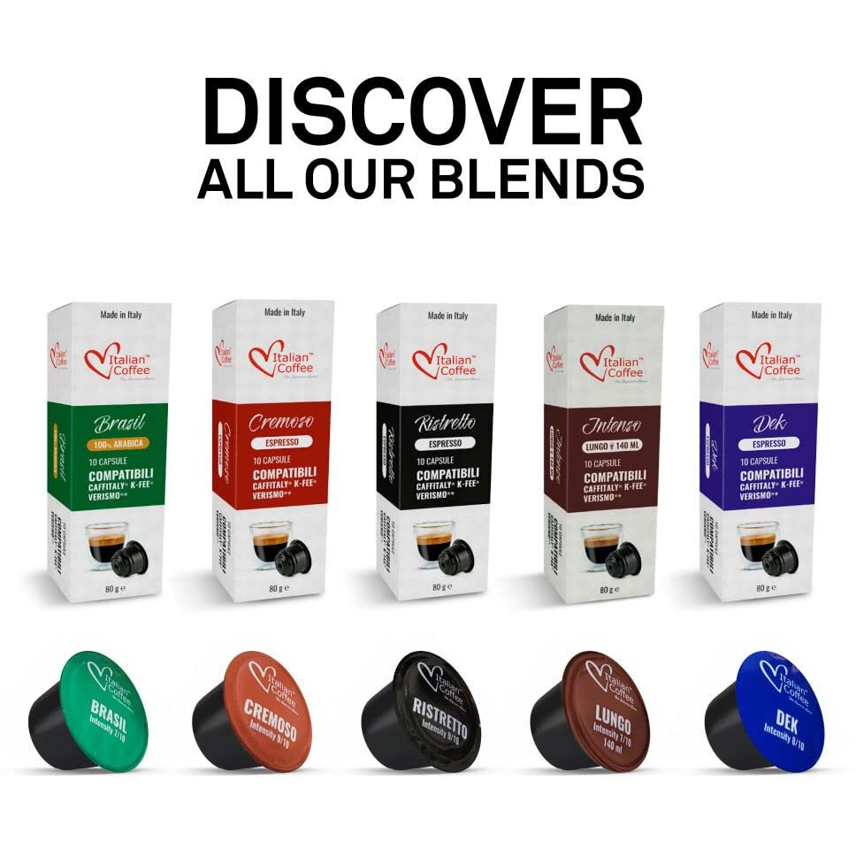 Italian Coffee For Espresso Lovers Italian Coffee Capsules Compatible With Verismo, Cbtl, Caffitaly, K-Fee Systems (Sampler, 4 Flavors, 40 Pods Tot., No Decaf)