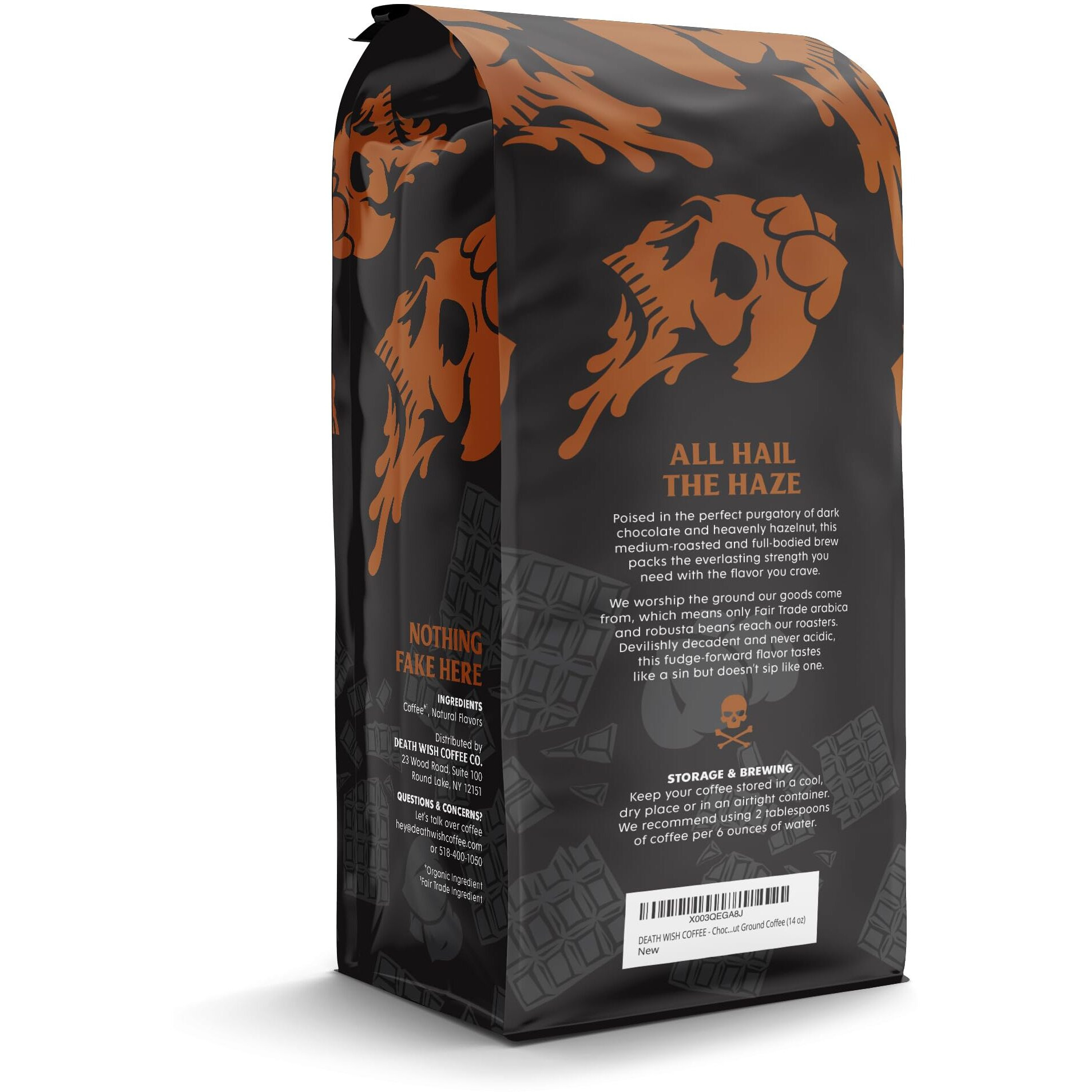 Death Wish Coffee - Chocolate Hazelnut Ground Coffee, Fair Trade (14 Oz)