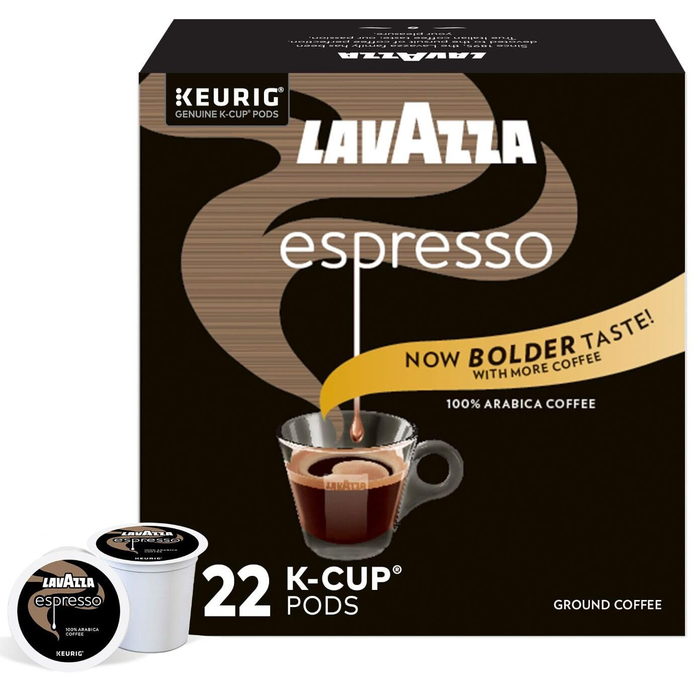 Lavazza Espresso Italiano Single-Serve Coffee K-Cups For Keurig Brewer, Medium Roast, 22 Count Box (Pack Of 4), 88Count