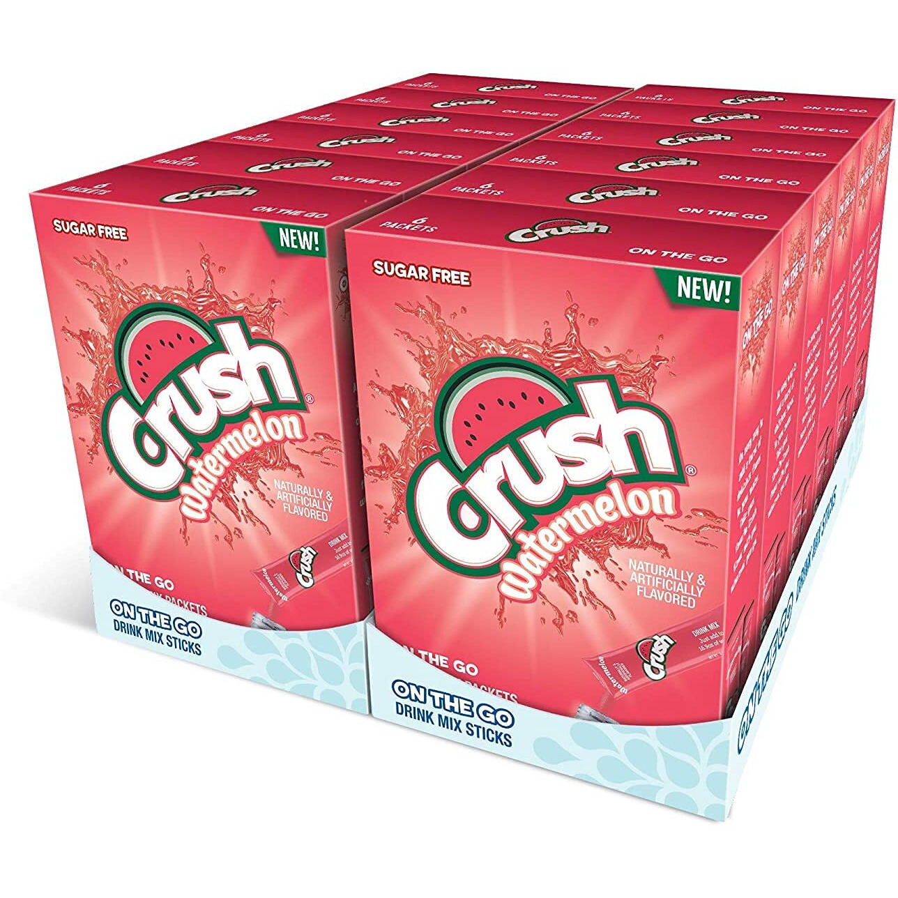 Crush- Powder Drink Mix - Sugar Free & Delicious (Watermleon, 72 Sticks)
