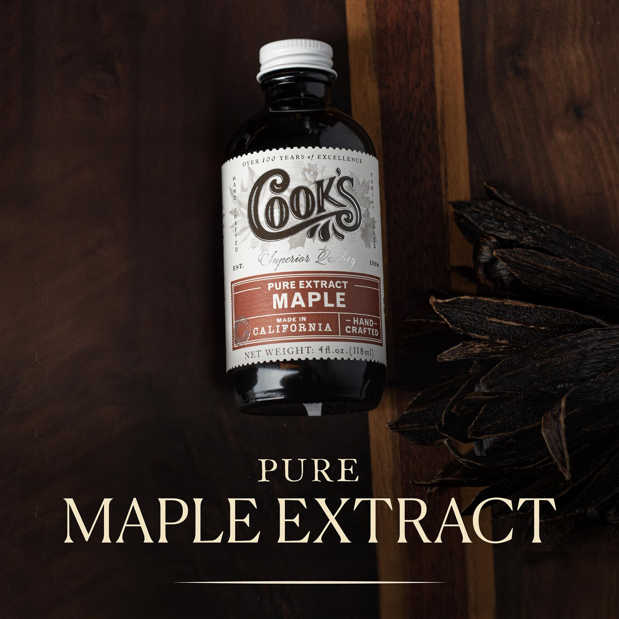 Cook's, Pure Maple Extract, All Natural Premium Maple Sap From Vermont's Finest Maple Trees, 4 Oz