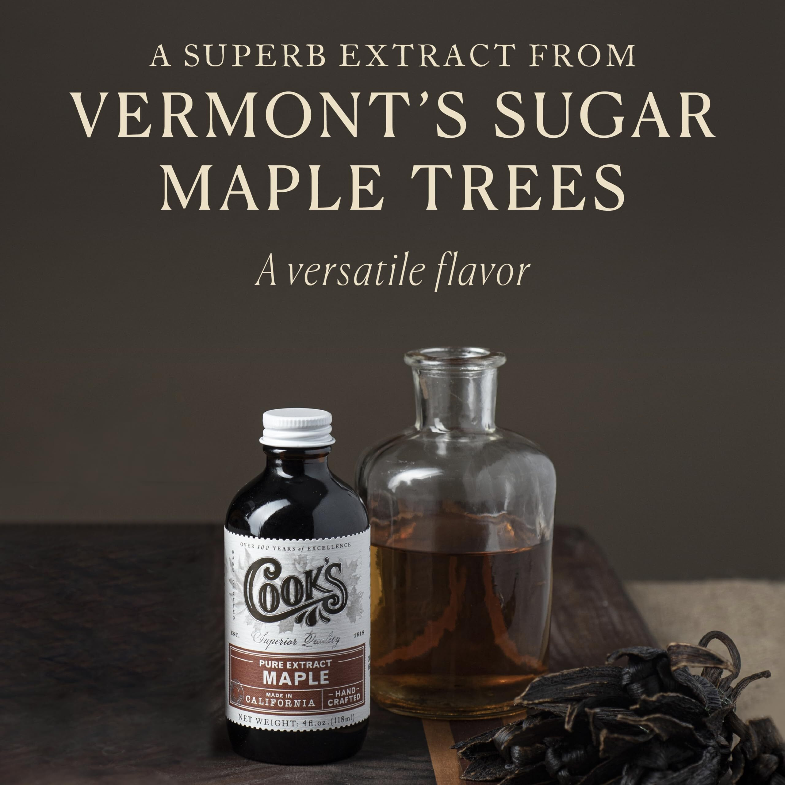 Cook's, Pure Maple Extract, All Natural Premium Maple Sap From Vermont's Finest Maple Trees, 4 Oz