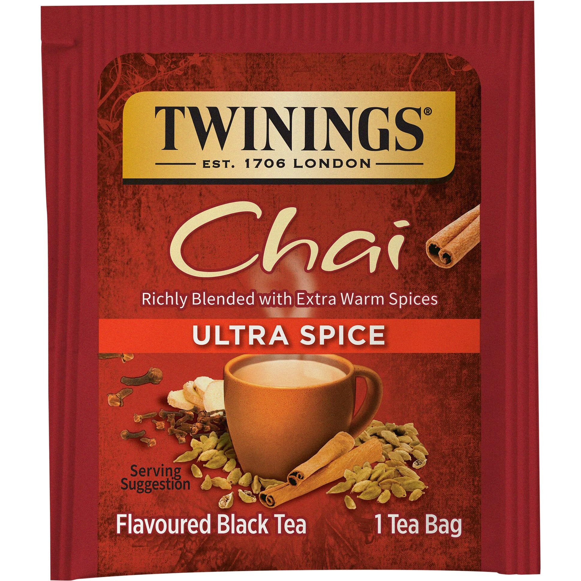 Twinings Ultra Spice Chai Individually Wrapped Black Tea Bags, 20 Count (Pack Of 6), Sweet, Savoury Spices, Caffeinated, Enjoy Hot Or Iced