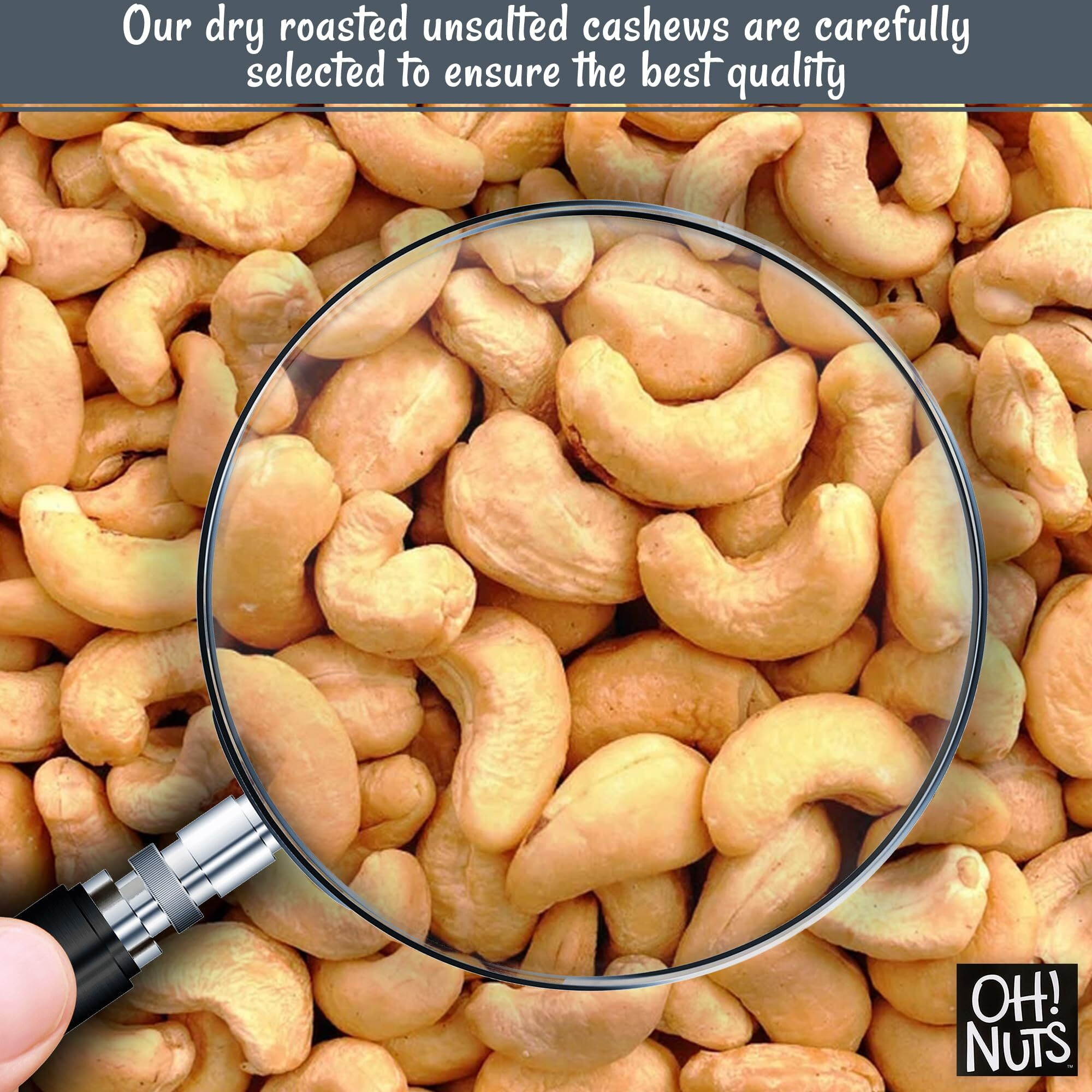 Cashews Roasted Unsalted | 2 Lb | Dry Roasted Unsalted Cashews | Packed In New York Zip-Seal Bag For Exceptional Freshness By Oh Nuts