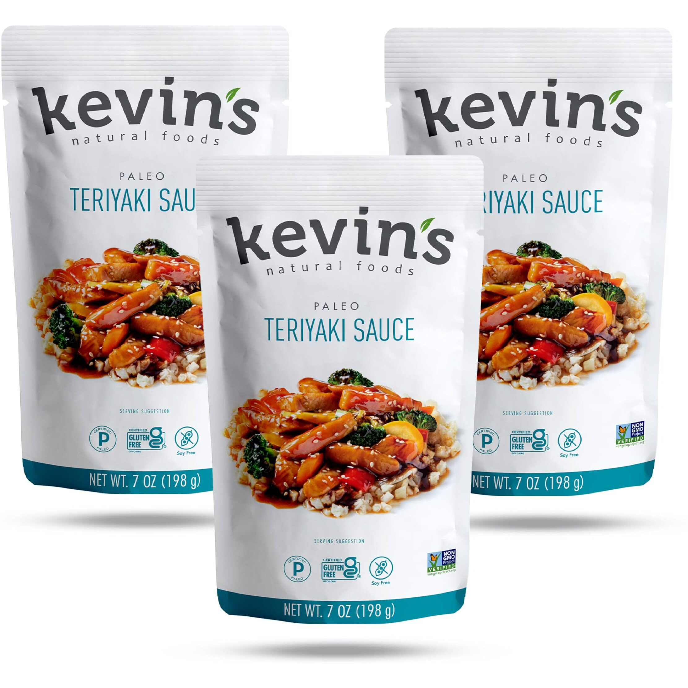 Kevin's Natural Foods Teriyaki Sauce - Paleo Simmer Sauce - Stir-Fry Sauce, Gluten Free, No Preservatives, Non-Gmo - 3 Pack (Teriyaki)