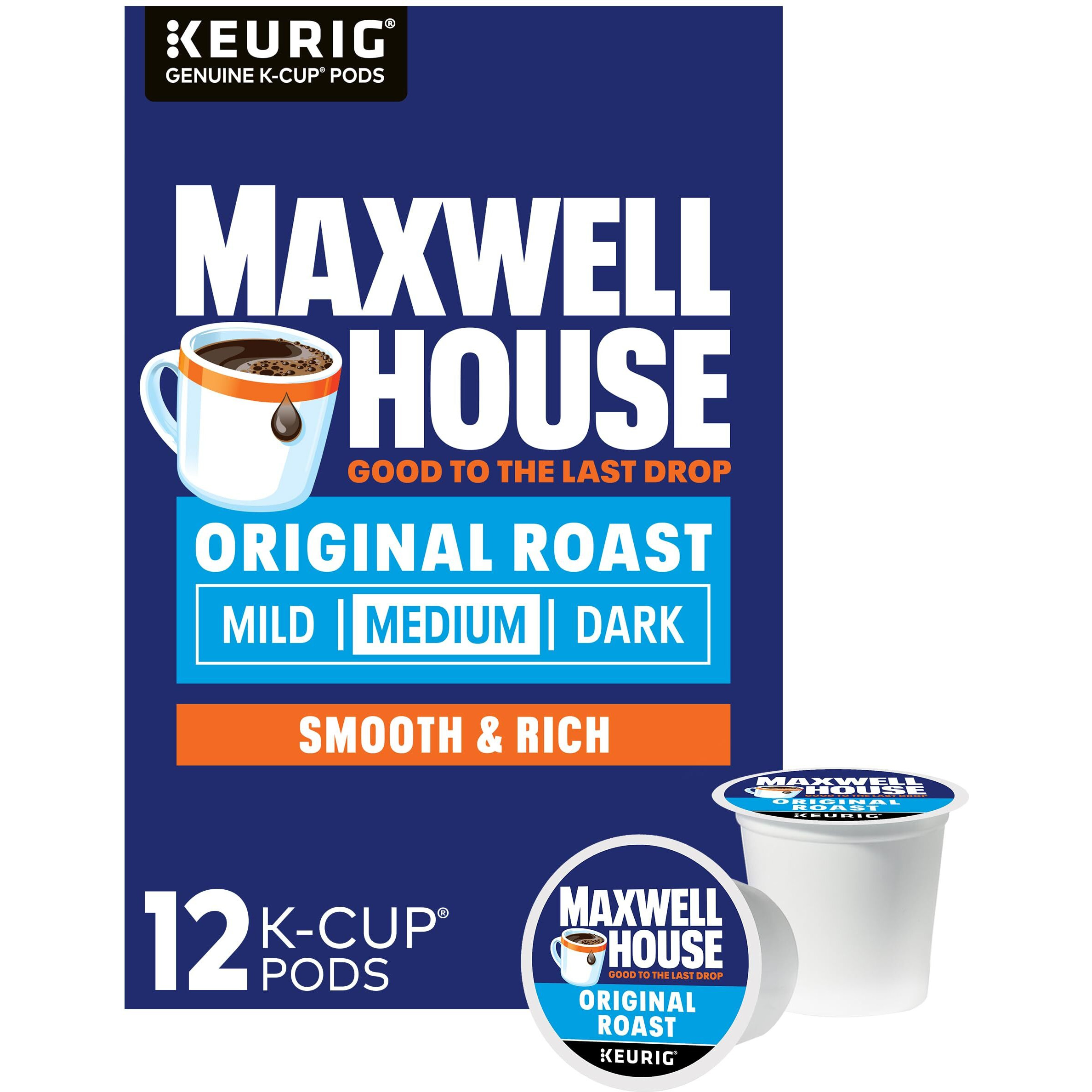 Maxwell House Original Roast Medium Roast Keurig K-Cup Coffee Pods (12 Ct Box)