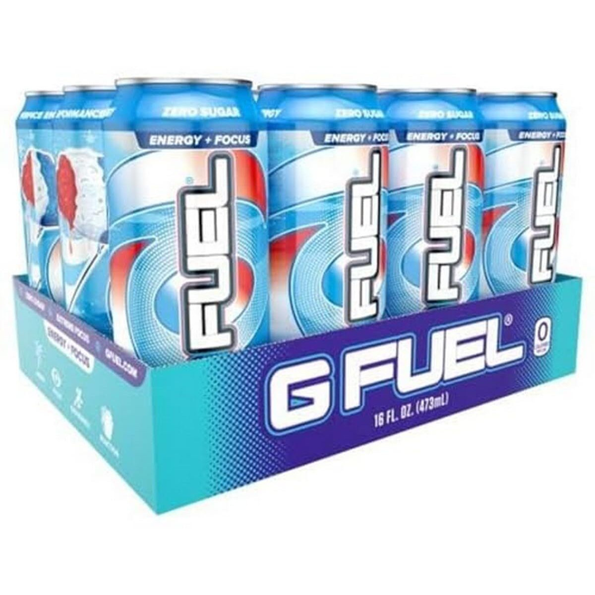 G Fuel Snow Cone Energy Drink, Sugar Free, Healthy Drinks, Zero Calorie, 300 Mg Caffeine Per Carbonated Can, Focus Amino, Vitamin + Antioxidants Blend - 12 Pack