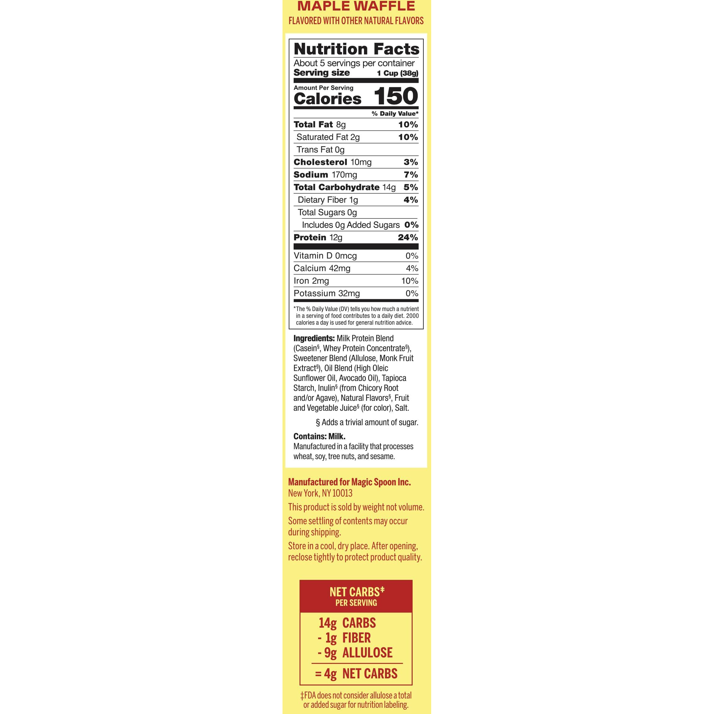 Magic Spoon Cereal - Maple Waffle 4-Pack Of Cereal And Spoon - Keto & Low Carb Lifestyles, Gluten & Grain Free, High Protein, 0G Sugar