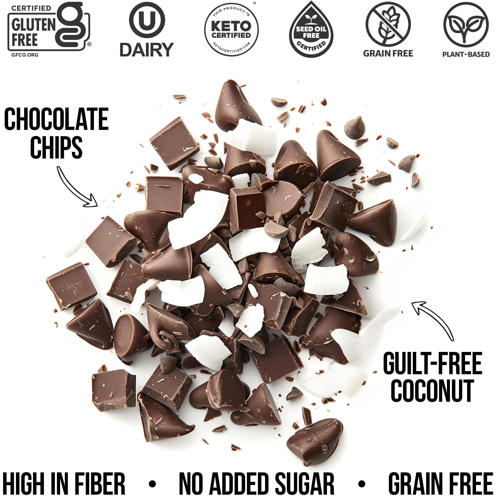 Tgb Chocolate Chip Granola Cereal, Keto Friendly Snack, No Added Sugar, Gluten Free, High Fiber, 8Oz Resealable Bag (Pack Of 1)