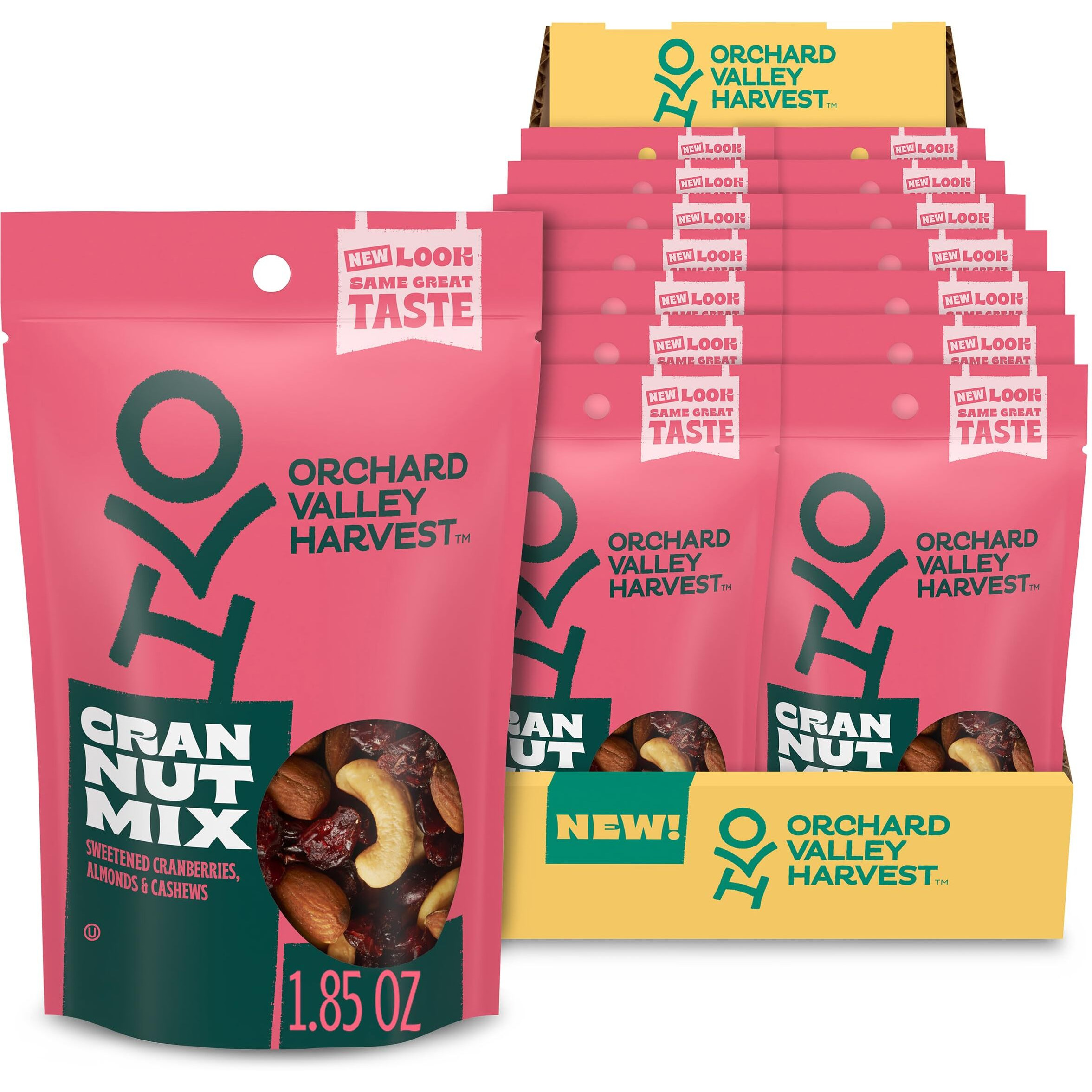 Orchard Valley Harvest Cran Nut Mix, 1.85 Oz (Pack Of 14), Sweetened Cranberries, Almonds, And Cashews, Gluten Free, Resealable Bag, 4G Of Plant Based Protein Per Serving, Best On-The-Go Snack