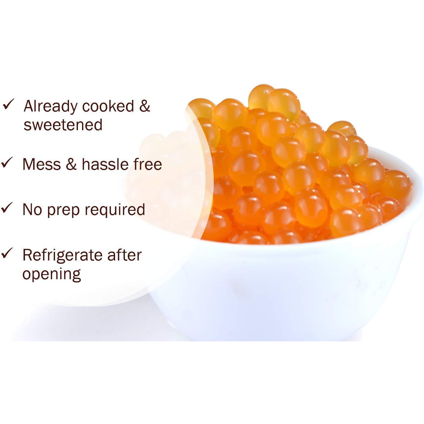 Brexonic Popping Boba Pearls Bursting Tea Balls Drink & Dessert Topping Strawberry Mango Blueberry Passion Fruit Flavored Bubble Tea Tapioca Pearls 2 Lb (Peach, 2 Pound (Pack Of 1))
