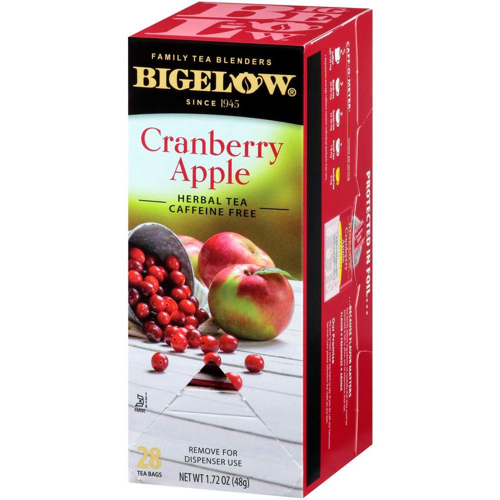 Bigelow Cranberry Apple Herbal Tea Bags 28-Count Box (Pack Of 3) Cranberry Apple Hibiscus Flavored Herbal Tea Bags All Natural Non-Gmo
