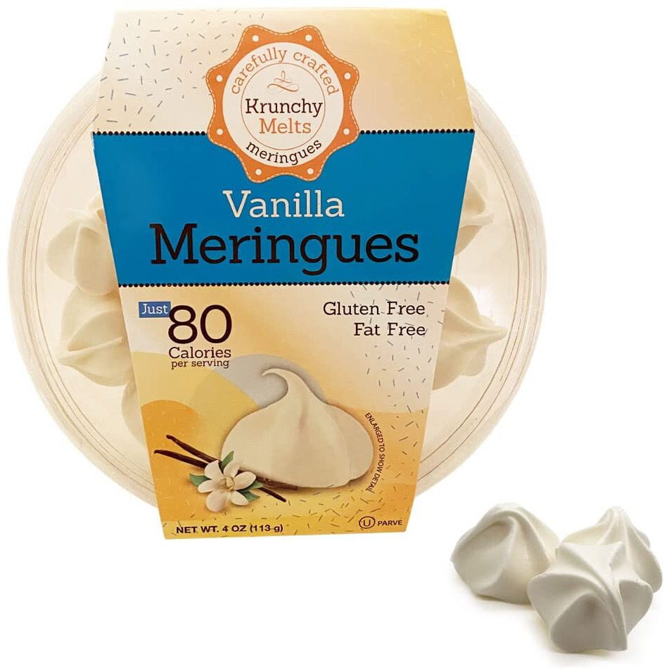 Krunchy Melts Original Meringue Cookies | Vanilla Flavor | Only 80 Calories Per Serving | Fat Free, Gluten Free, Dairy Free (4 Oz)