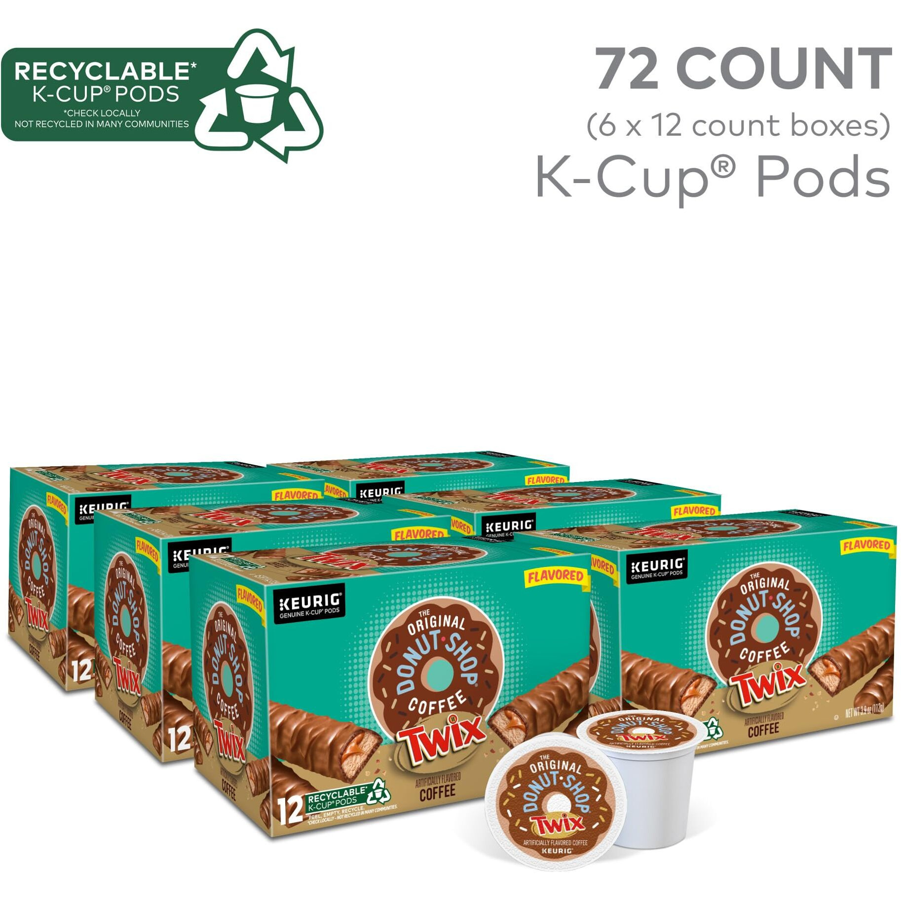 The Original Donut Shop Twix Coffee, Keurig Single Serve K-Cup Pods, 72 Count (6 Packs Of 12)
