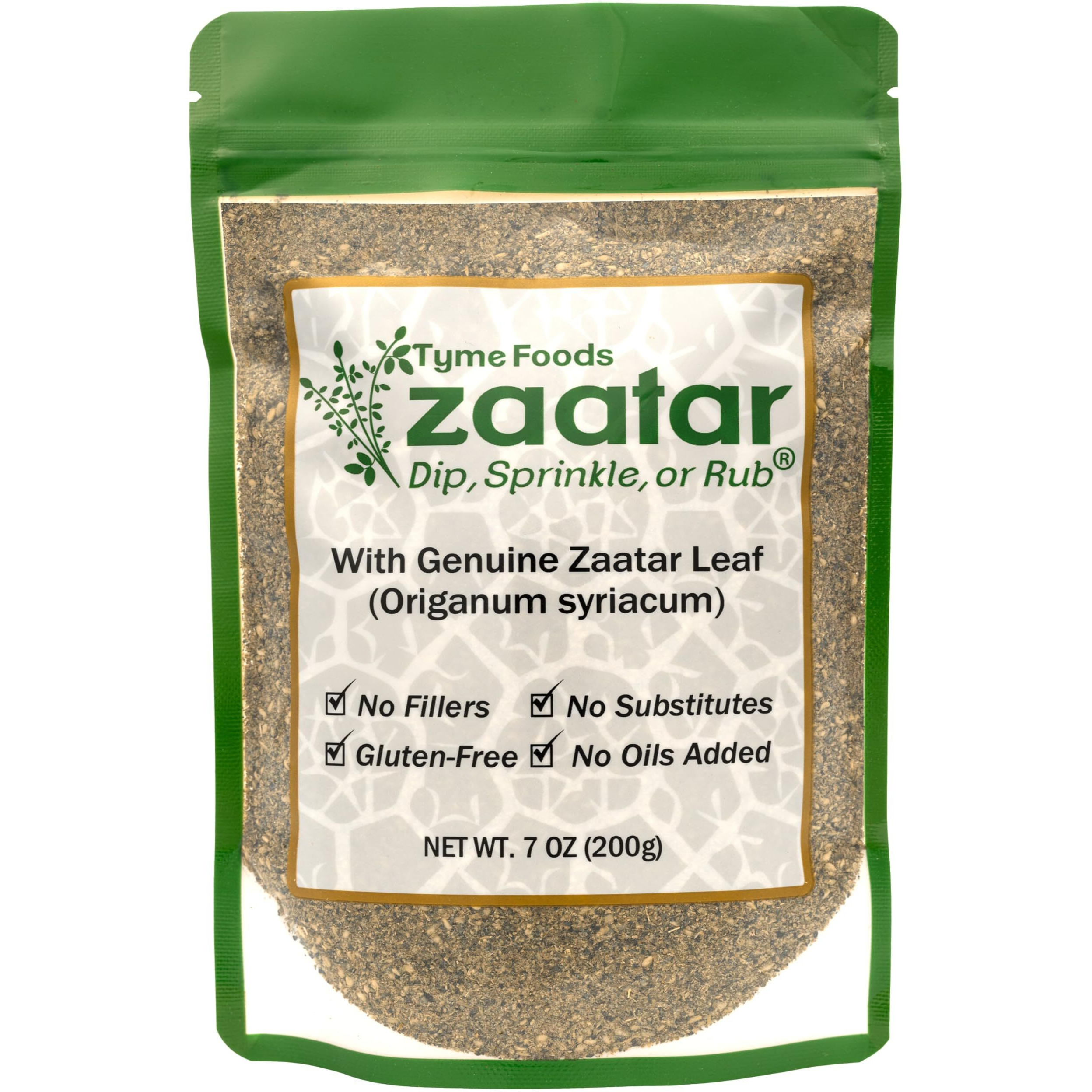 Zaatar By Tyme Foods - With Genuine Hyssop Herb (Origanum Syriacum) - Real Za'Atar Seasoning Spice Blend