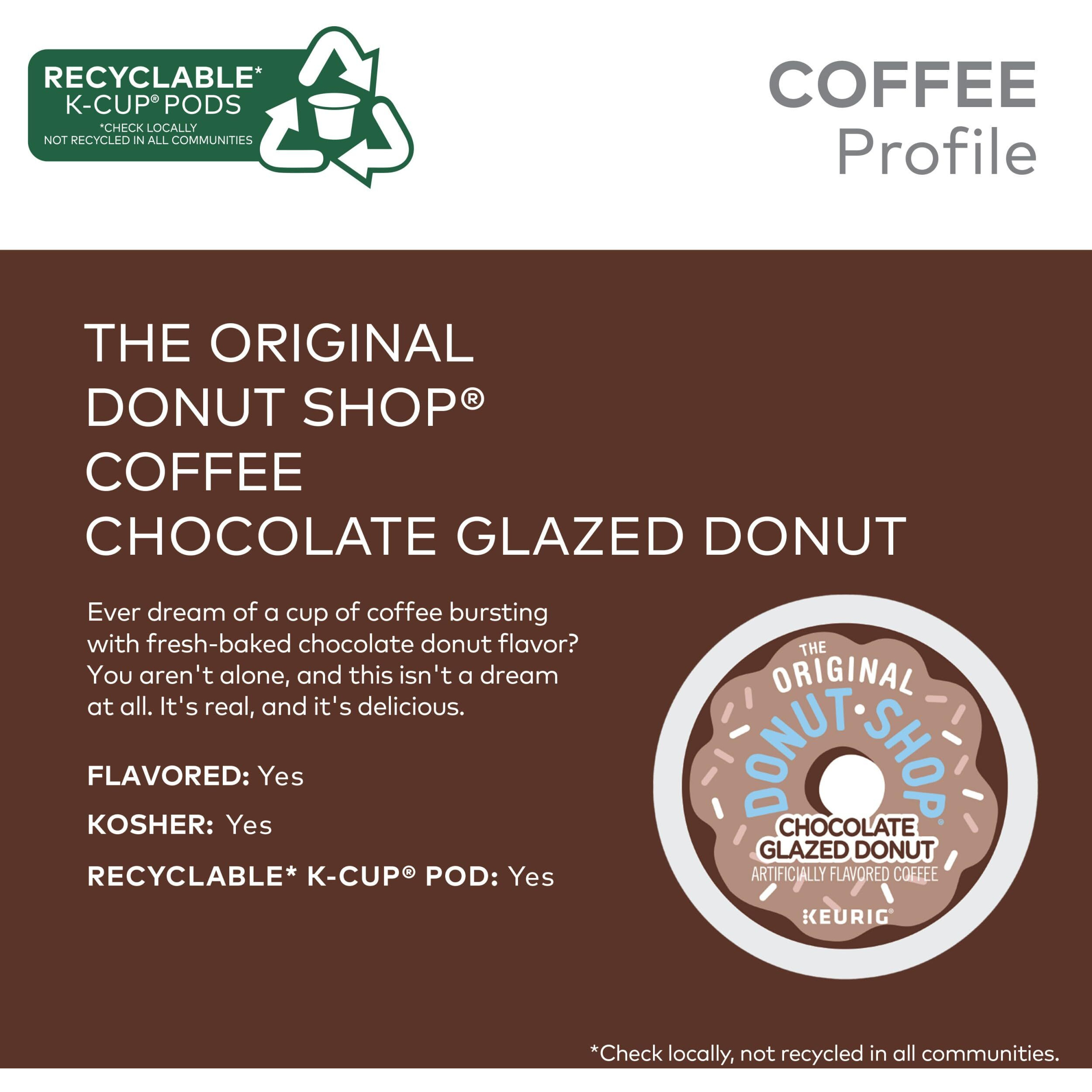 The Original Donut Shop Coffee Chocolate Glazed Donut Keurig Single-Serve K-Cup Pods, Medium Roast Coffee, 72 Count (6 Packs Of 12)