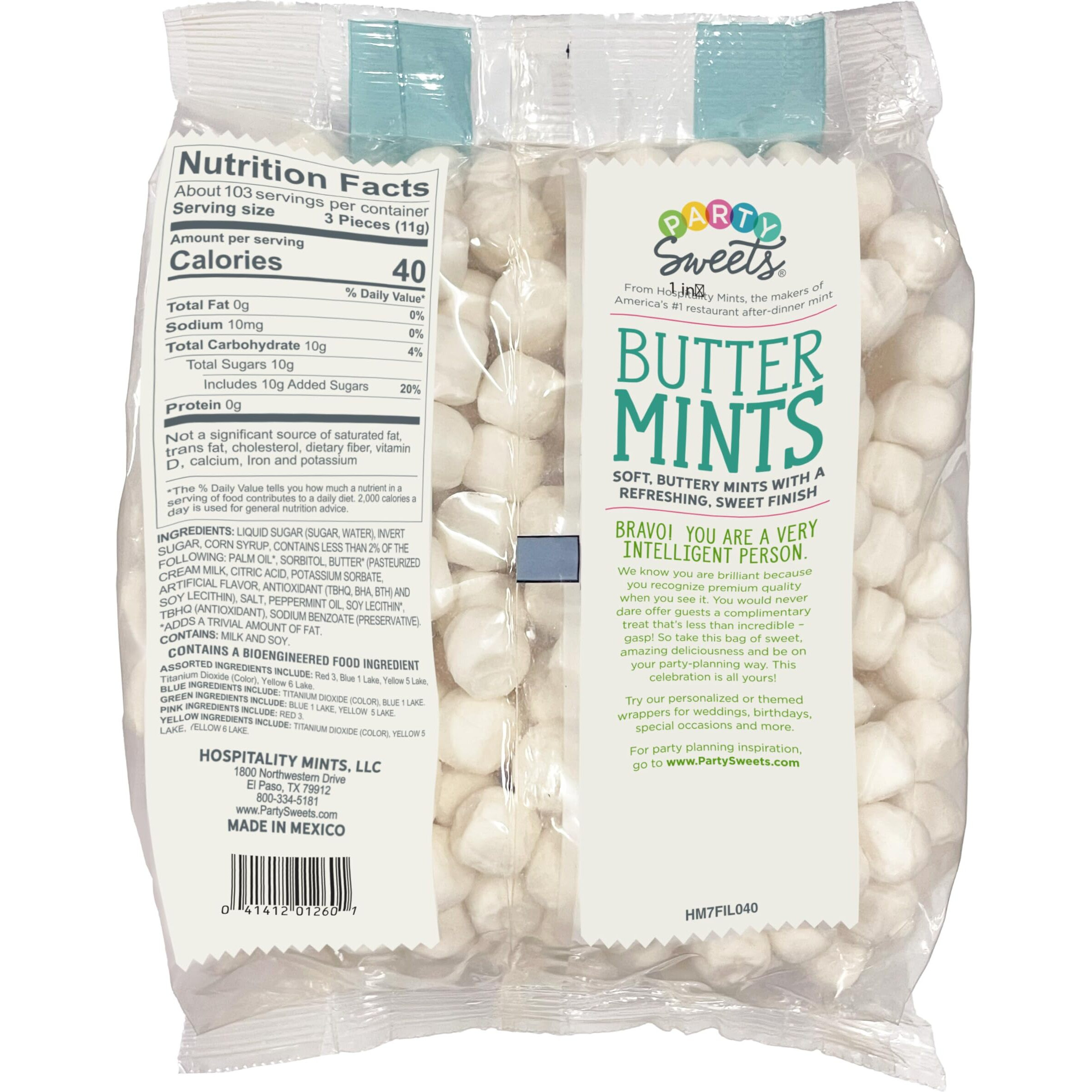 Party Sweets White Buttermints, 2.5 Pound, Appx. 350 Pieces From Hospitality Mints