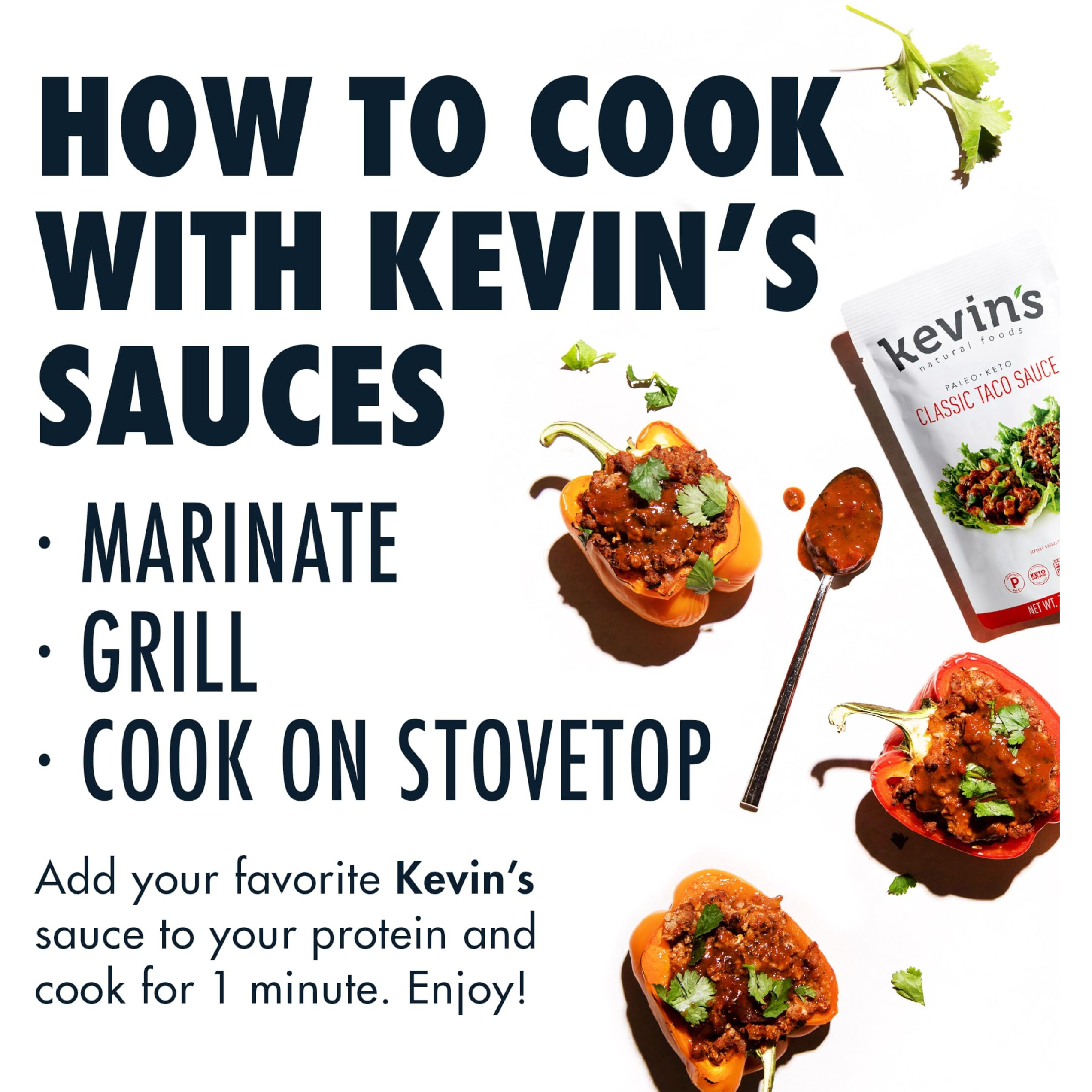 Kevin's Natural Foods Classic Taco Sauce - Keto And Paleo Simmer Sauce - Stir-Fry Sauce, Gluten Free, No Preservatives, Non-Gmo - 3 Pack (Classic Taco)