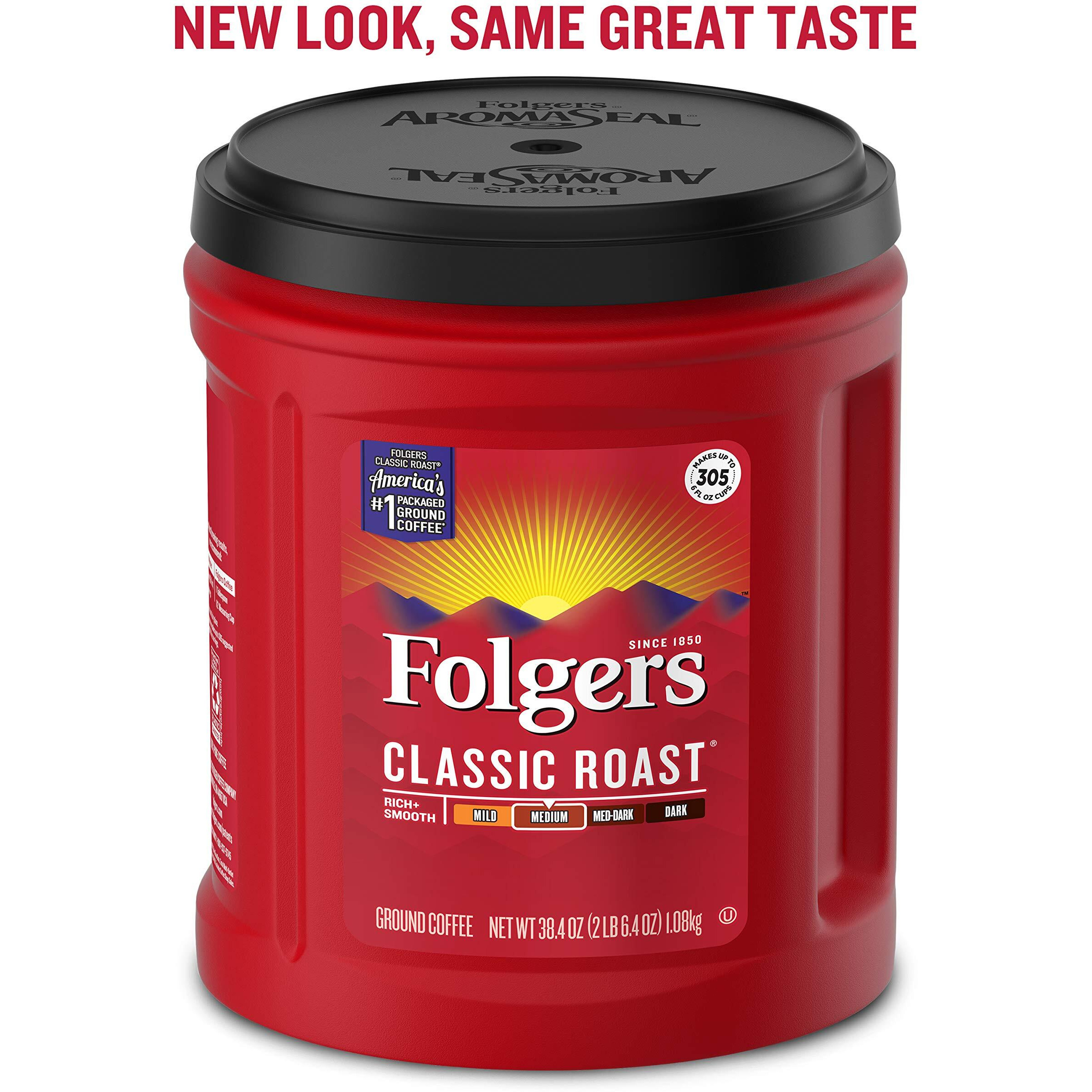 Folgers Classic Roast Medium Roast Ground Coffee, 38.4 Ounces