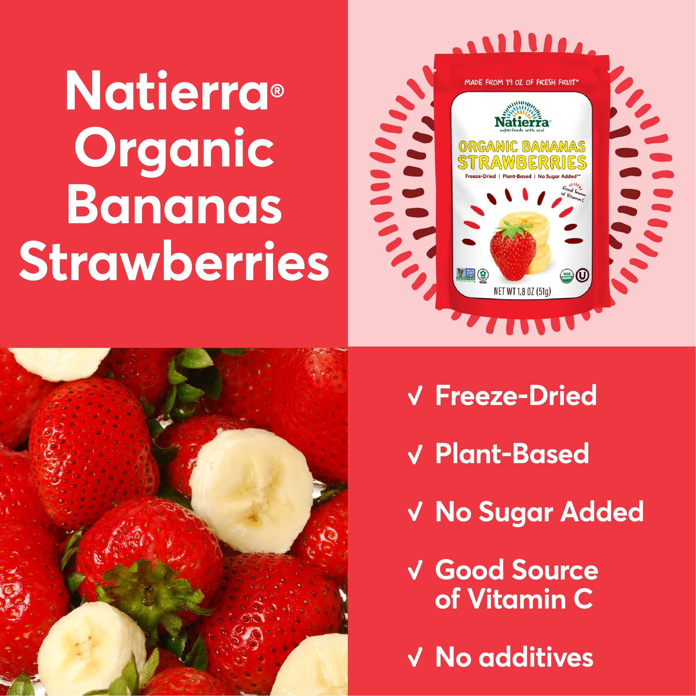 Natierra Organic Freeze-Dried Bananas & Strawberries | Usda Organic, Non-Gmo & Vegan | 1.8 Ounce (Pack Of 12)