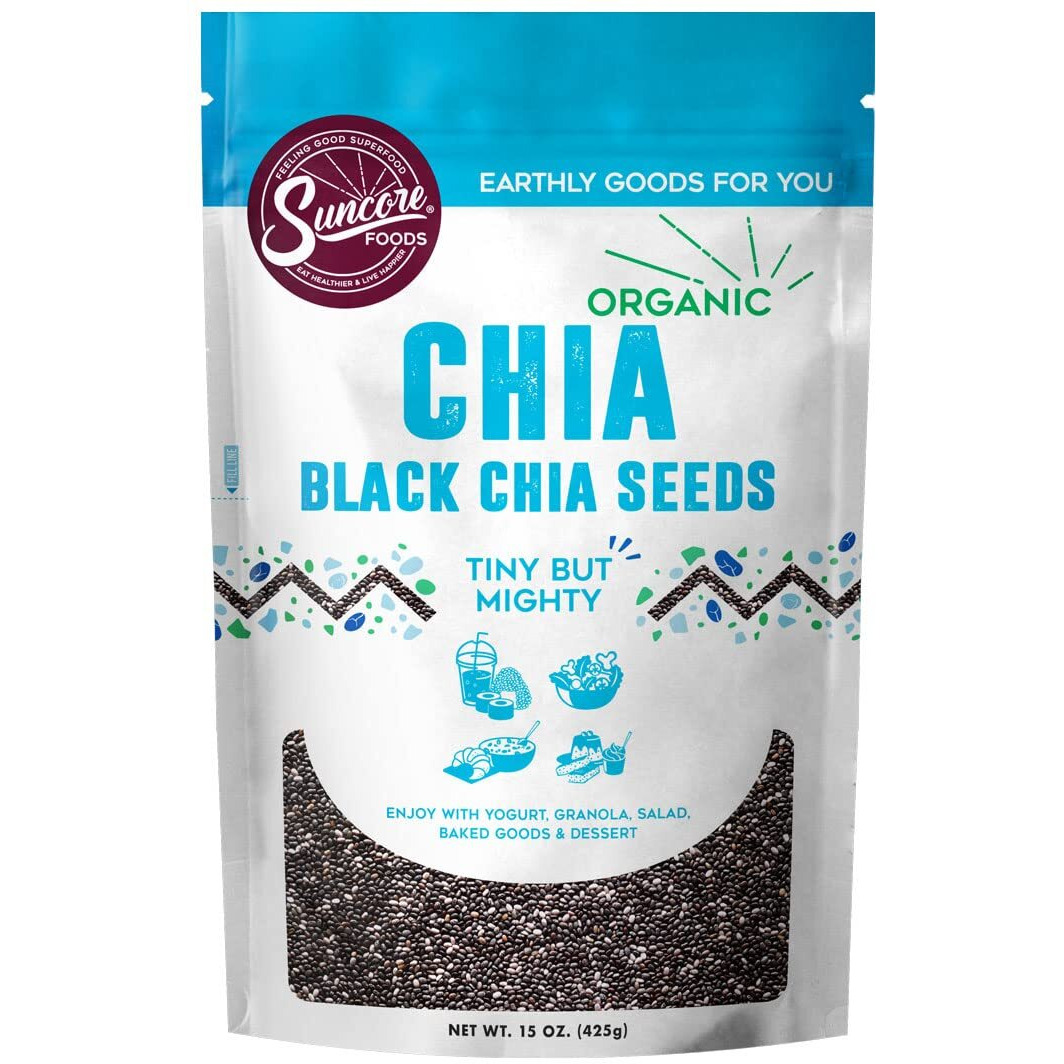 Suncore Foods Organic Black Chia Seeds, Gluten-Free, Non-Gmo, 15Oz (1 Pack)