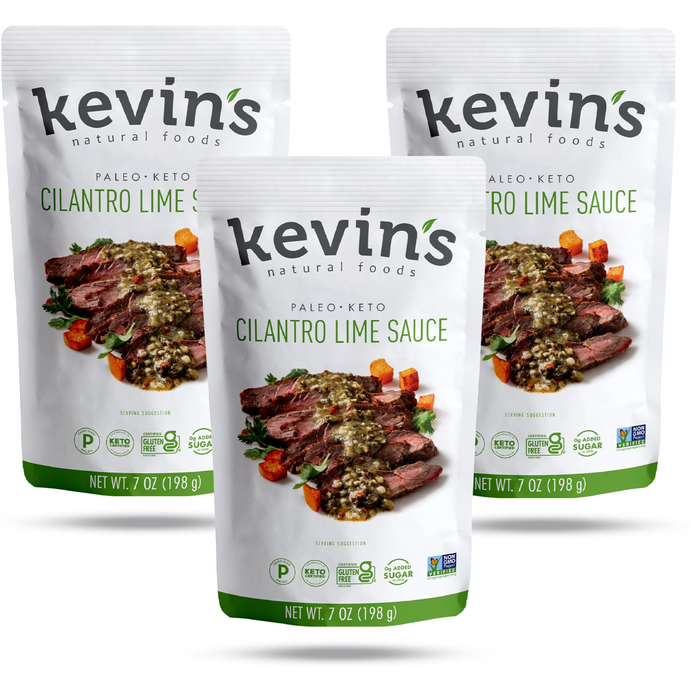 Kevin's Natural Foods Cilantro Lime Sauce - Keto And Paleo Simmer Sauce - Stir-Fry Sauce, Gluten Free, No Preservatives, Non-Gmo - 3 Pack (Cilantro Lime)