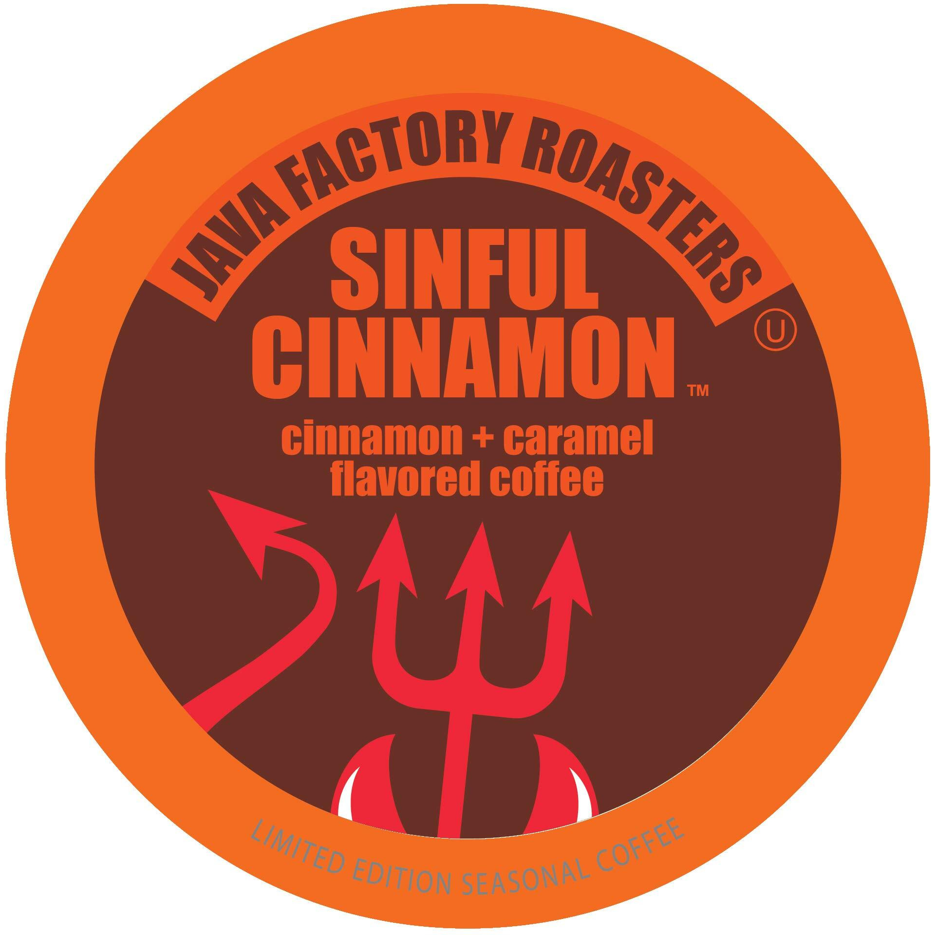 Java Factory Coffee Pods Cinnamon Flavored Coffee Compatible With K Cup Brewers Including 2.0, Sinful Cinnamon, 40 Count