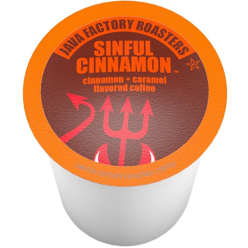 Java Factory Coffee Pods Cinnamon Flavored Coffee Compatible With K Cup Brewers Including 2.0, Sinful Cinnamon, 40 Count