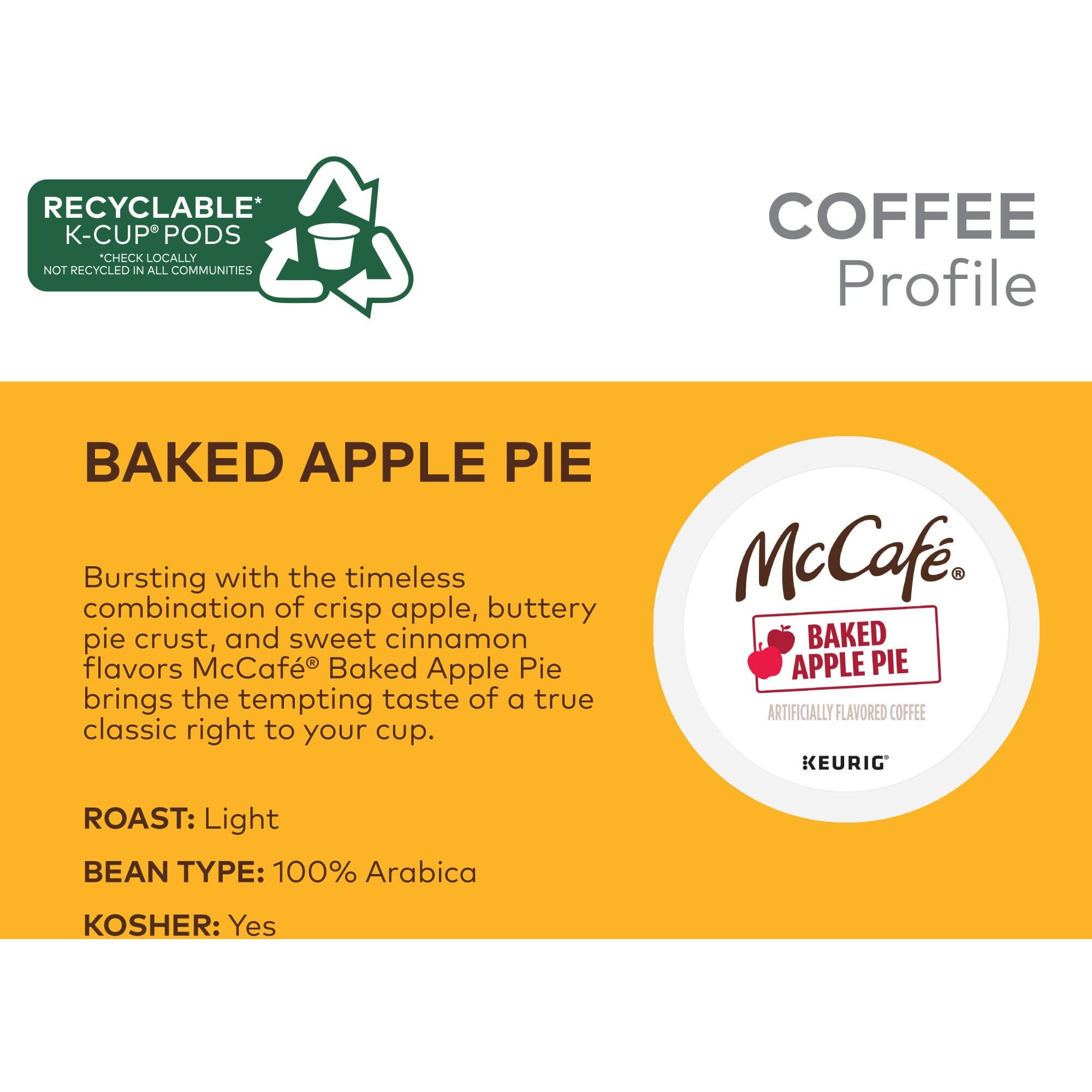 Mccafe Baked Apple Pie Coffee, Keurig Single Serve K-Cup Pods, 72 Count (6 Packs Of 12)