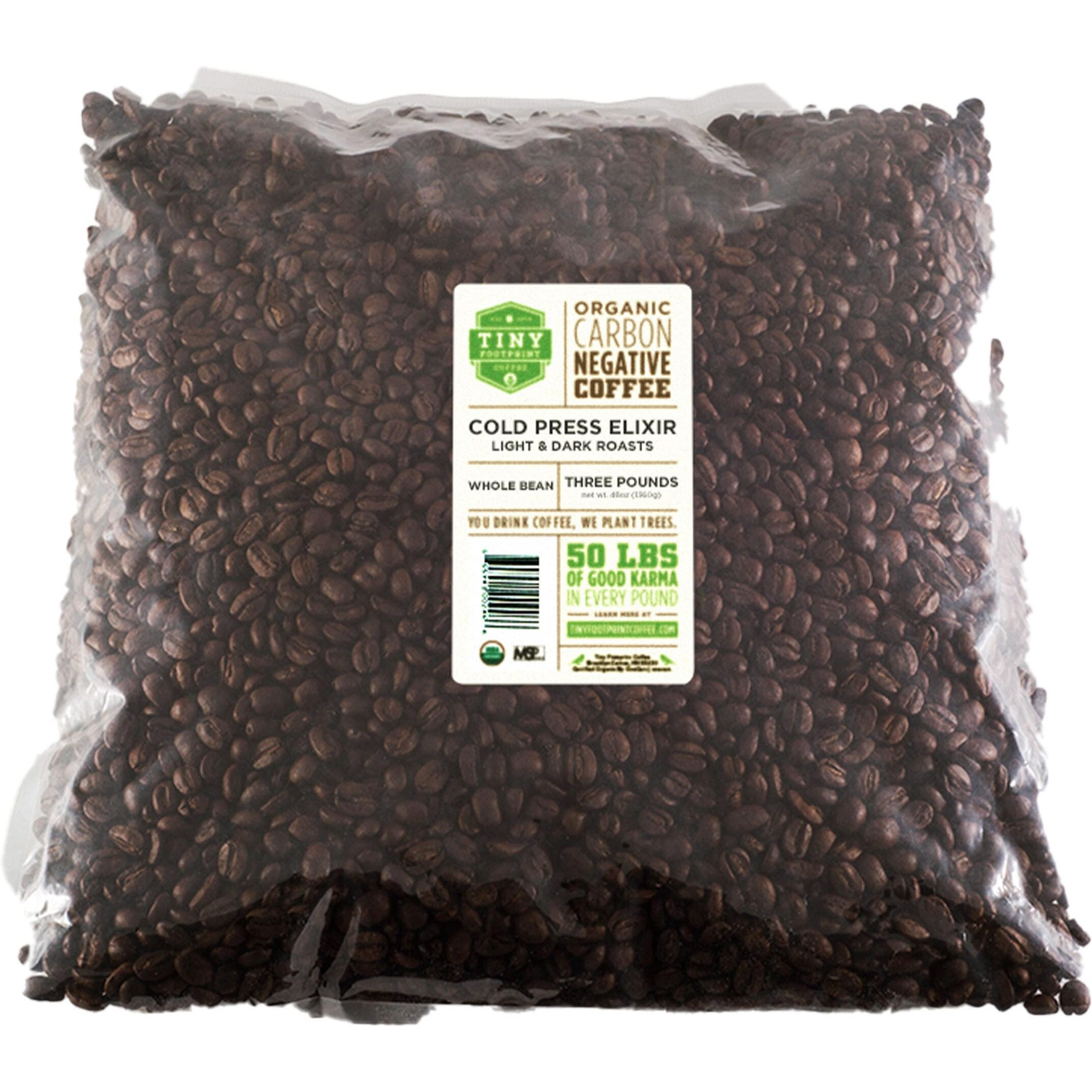 Tiny Footprint Coffee - Organic Cold Press Elixir Cold Brew | Blend Of Light & Dark Roasts, Whole Bean Coffee | Fair Trade, Shade Grown & Carbon Negative | 3 Pounds