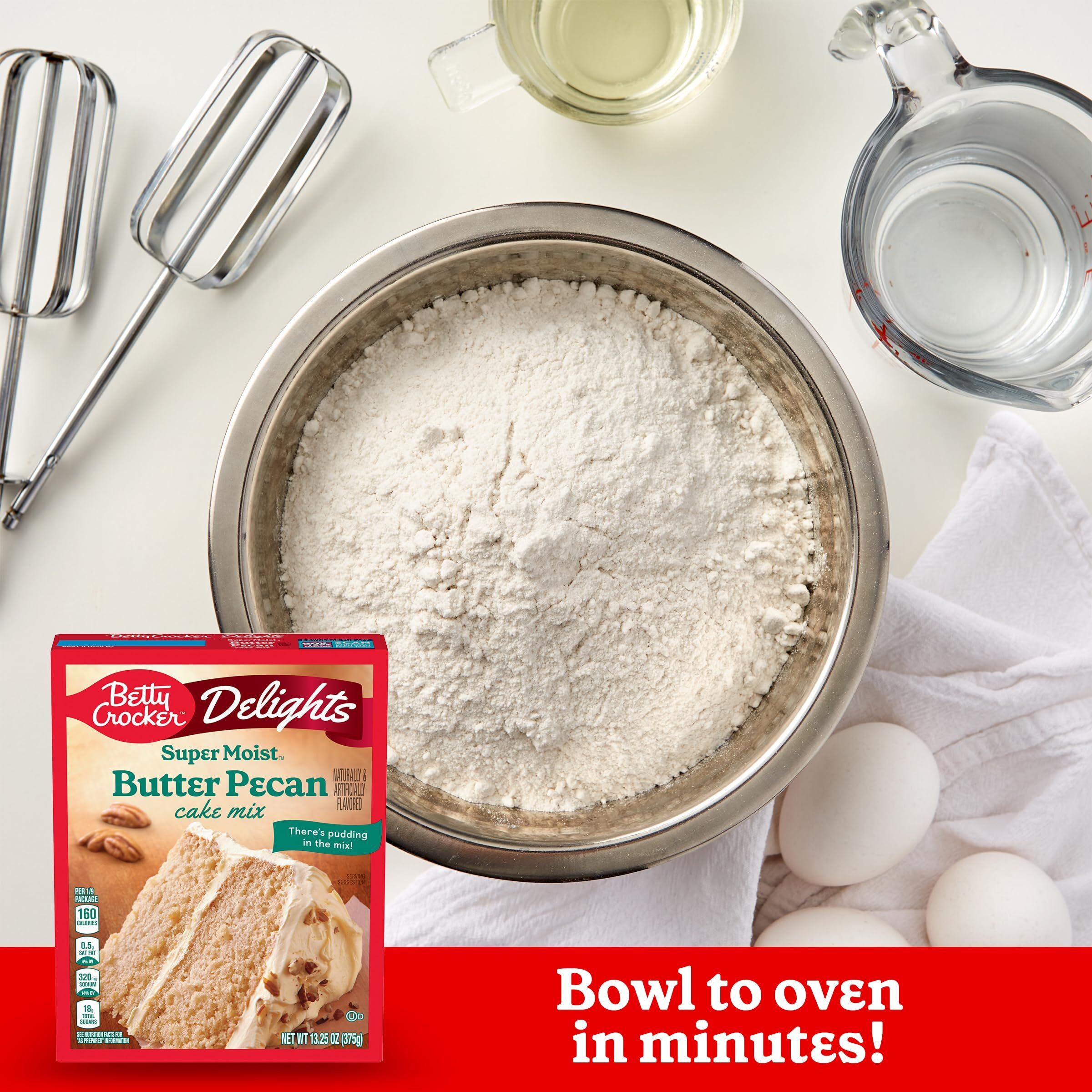 Betty Crocker Delights Super Moist Butter Pecan Cake Mix, 13.25 Oz. (Pack Of 12)