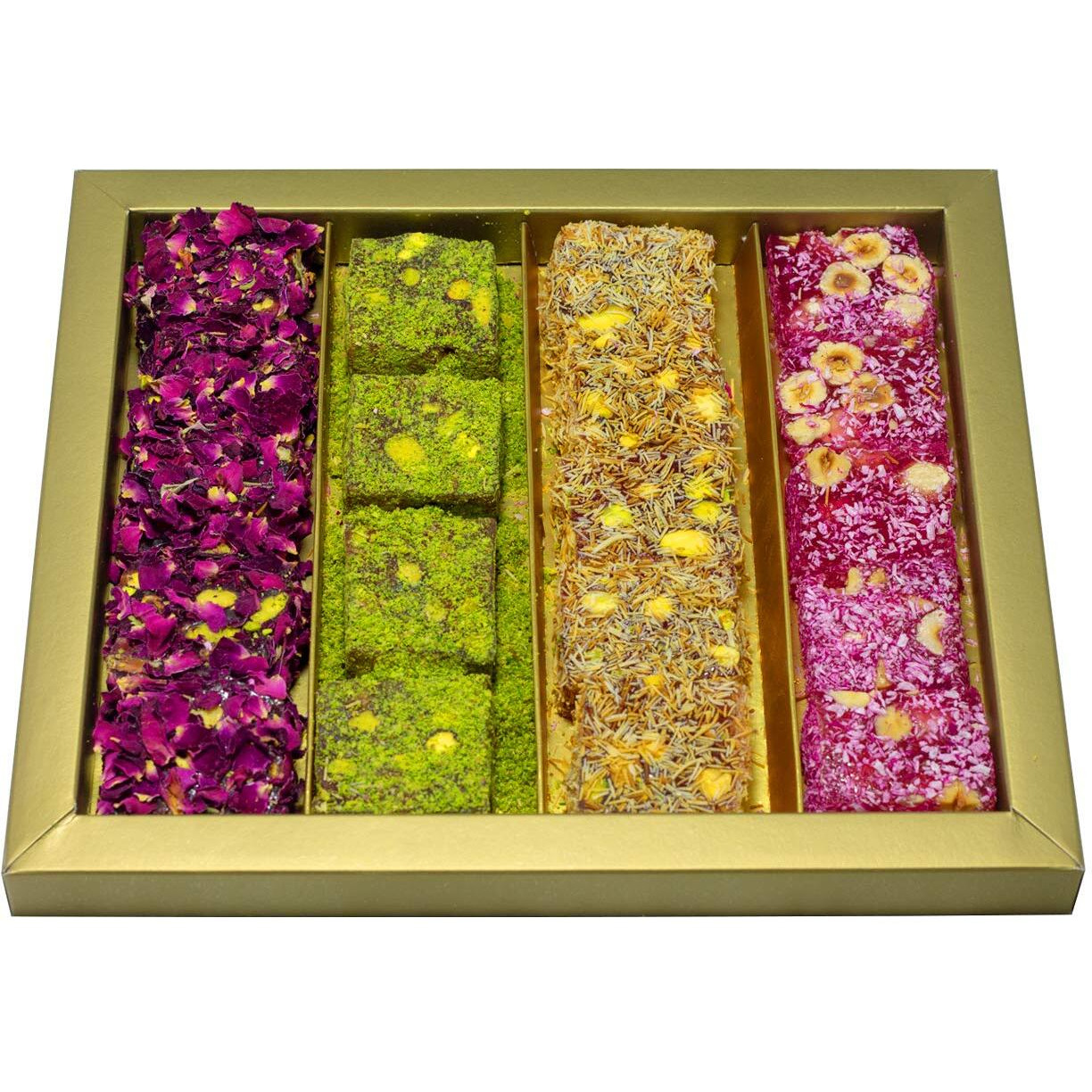 Cerez Pazari Turkish Delight Pistachio And Hazelnut With Fantastic Rose & Pomegranate Flavour Experience In Luxury Large Gift Box 500G | Assorted Gourmet, Sweet Vegan Traditional Lokum (16-20 Pcs)