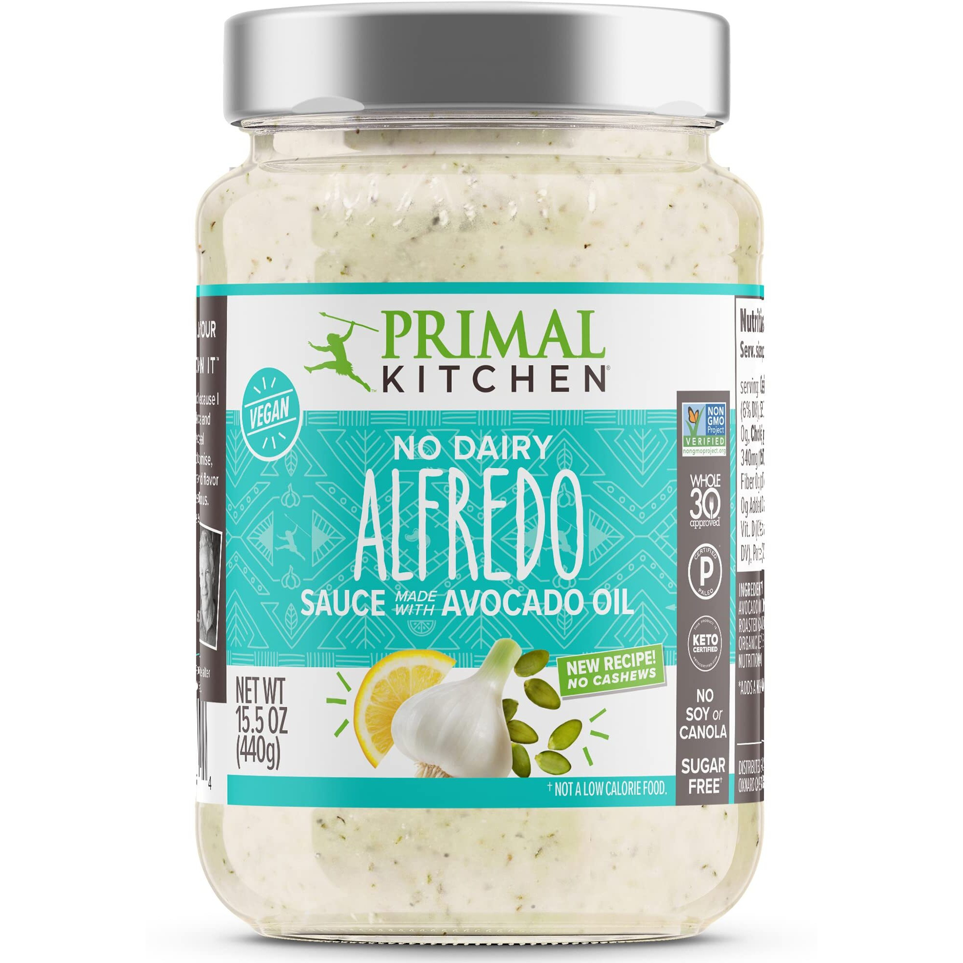 Primal Kitchen No-Dairy Alfredo Pasta Sauce 2-Pack, No Added Sugar, Includes 1 Alfredo Sauce & 1 Garlic Alfredo Sauce